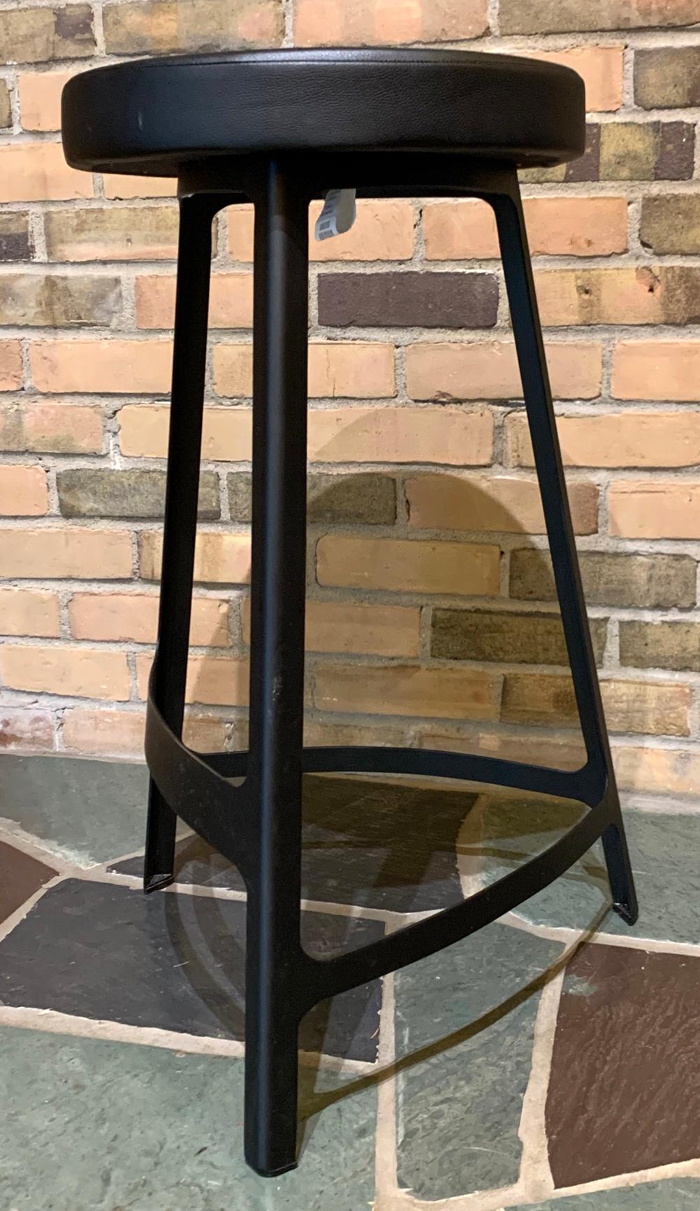 Contemporary Modern Set of 3 Sean Dix Metal Bar Stools Industrial In Good Condition In Keego Harbor, MI