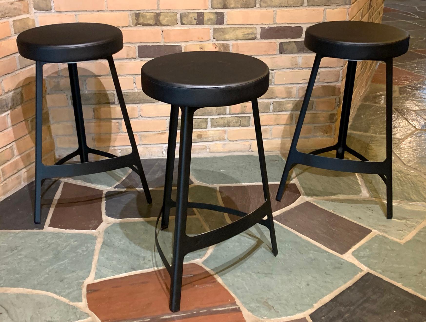 Contemporary Modern Set of 3 Sean Dix Metal Bar Stools Industrial 2