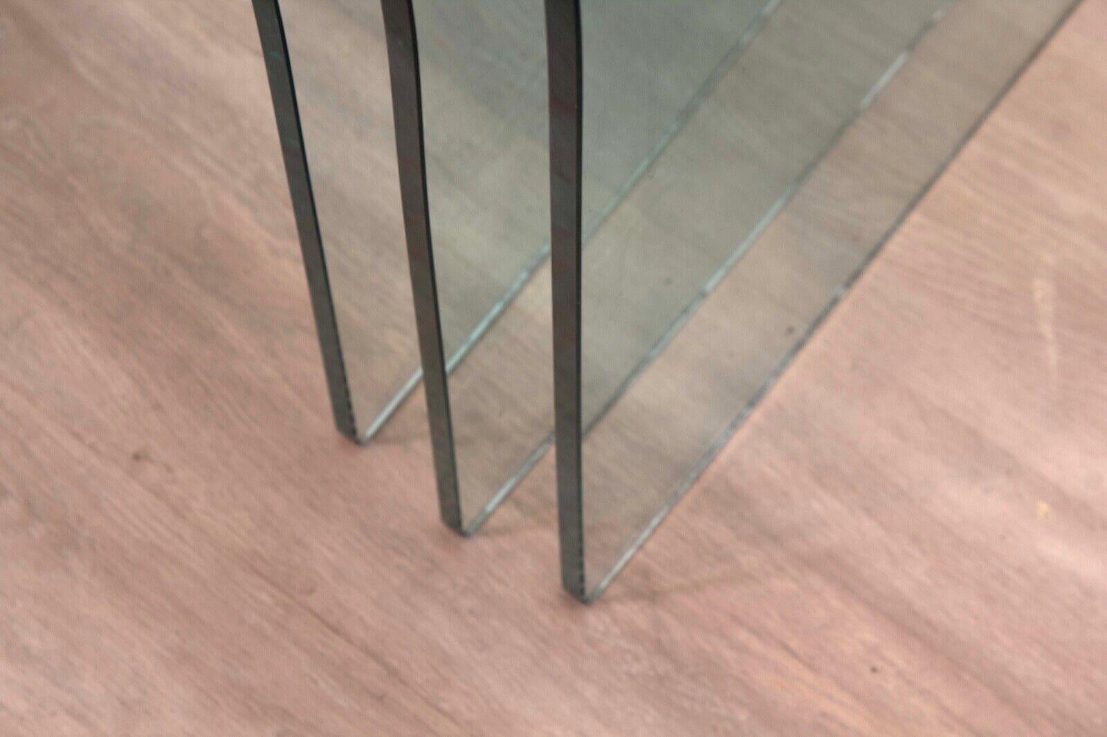 20th Century Contemporary Modern Set of 3x Angelo Cortesi Fiam Waterfall Glass Nesting Tables