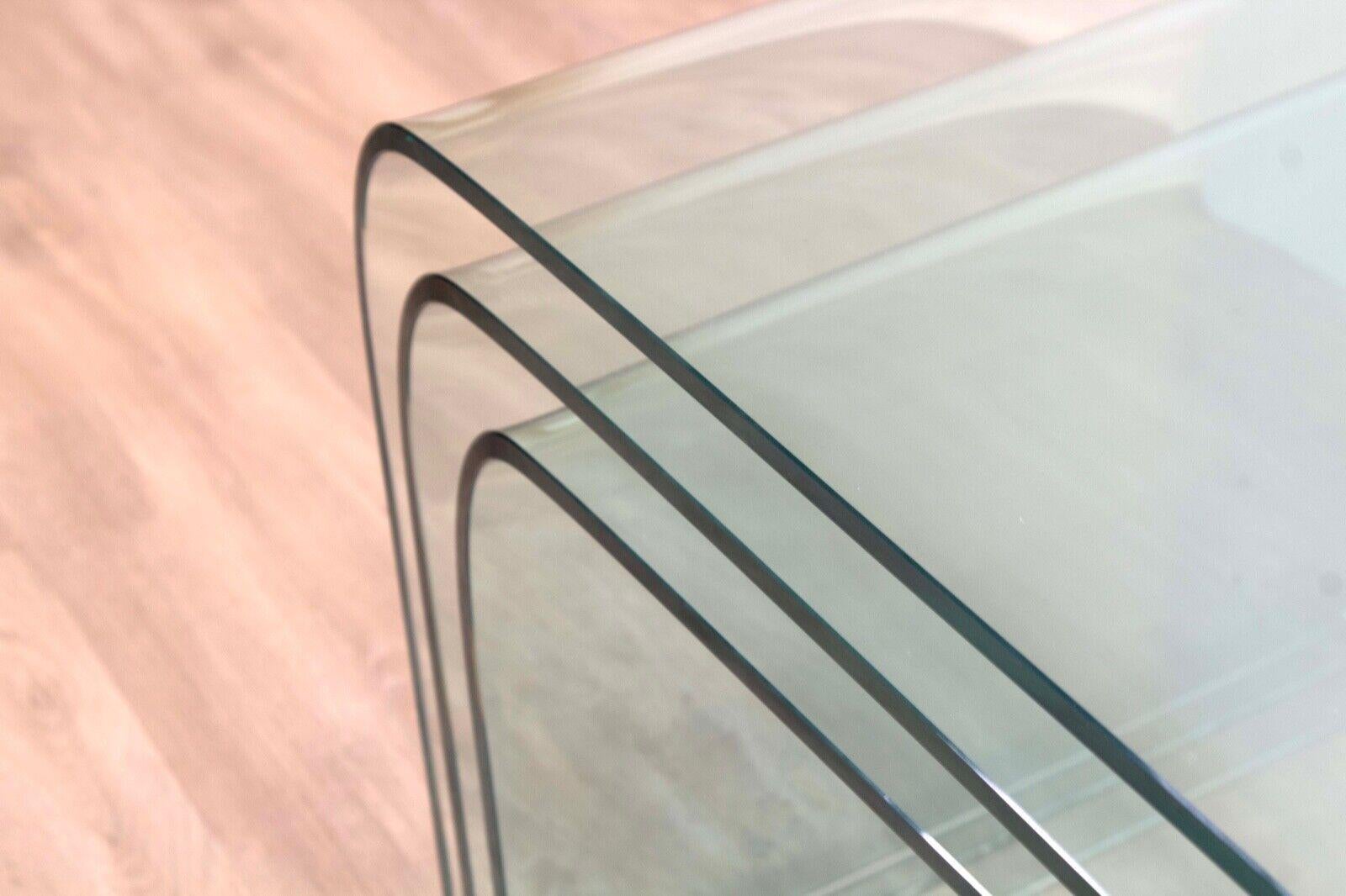 Contemporary Modern Set of 3x Angelo Cortesi Fiam Waterfall Glass Nesting Tables 1