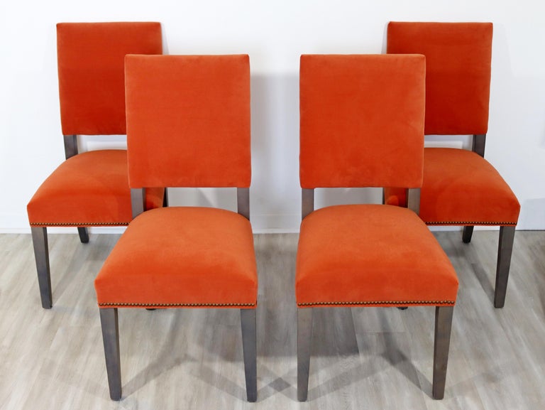 Contemporary Modern Set of 4 Arhaus Parsons Style Dining Armchairs