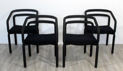 Contemporary Modern Set of 4 Black Dining Armchairs Metropolitan Knoll, 1980s