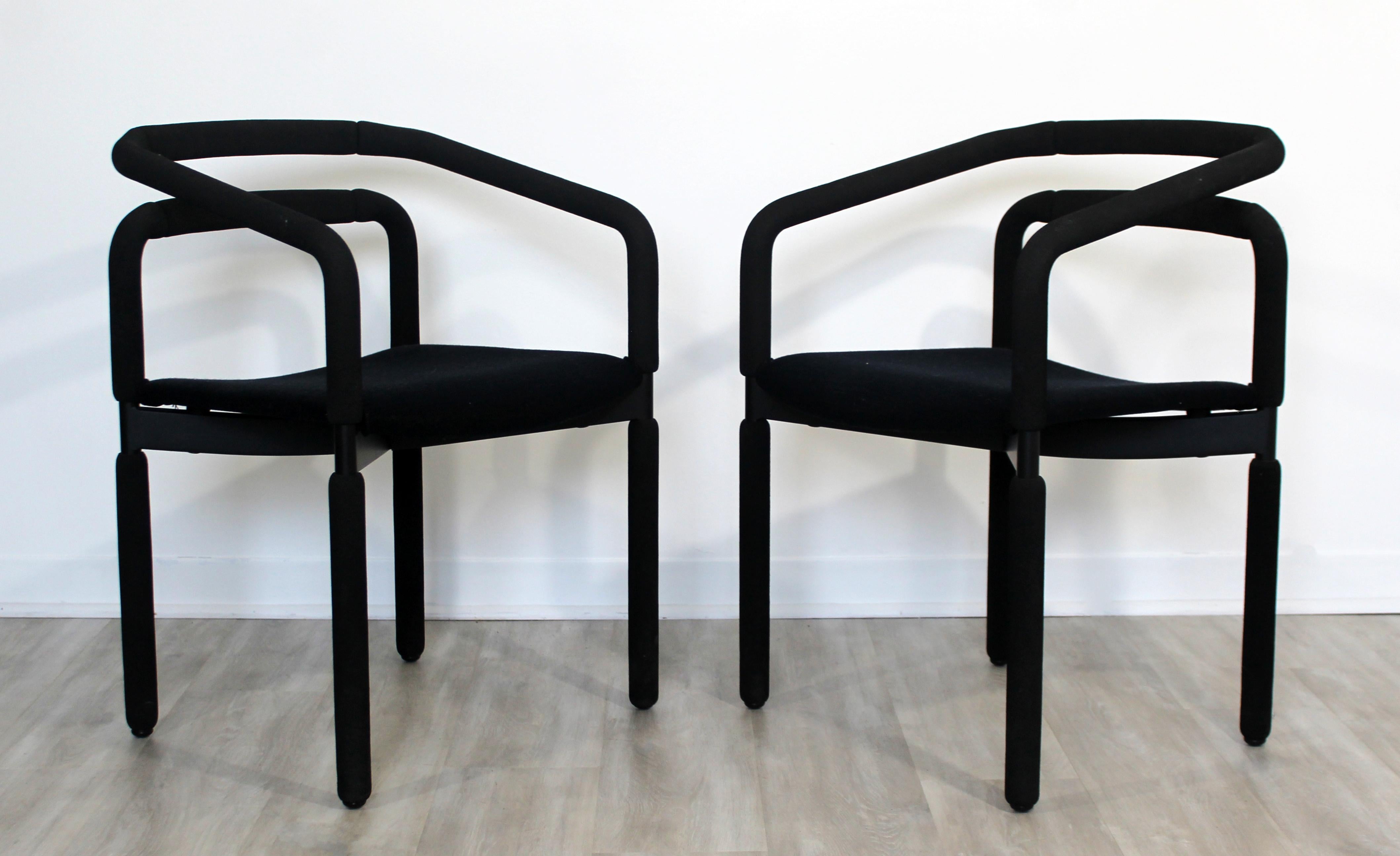 American Contemporary Modern Set of 4 Black Dining Armchairs Metropolitan Knoll, 1980s