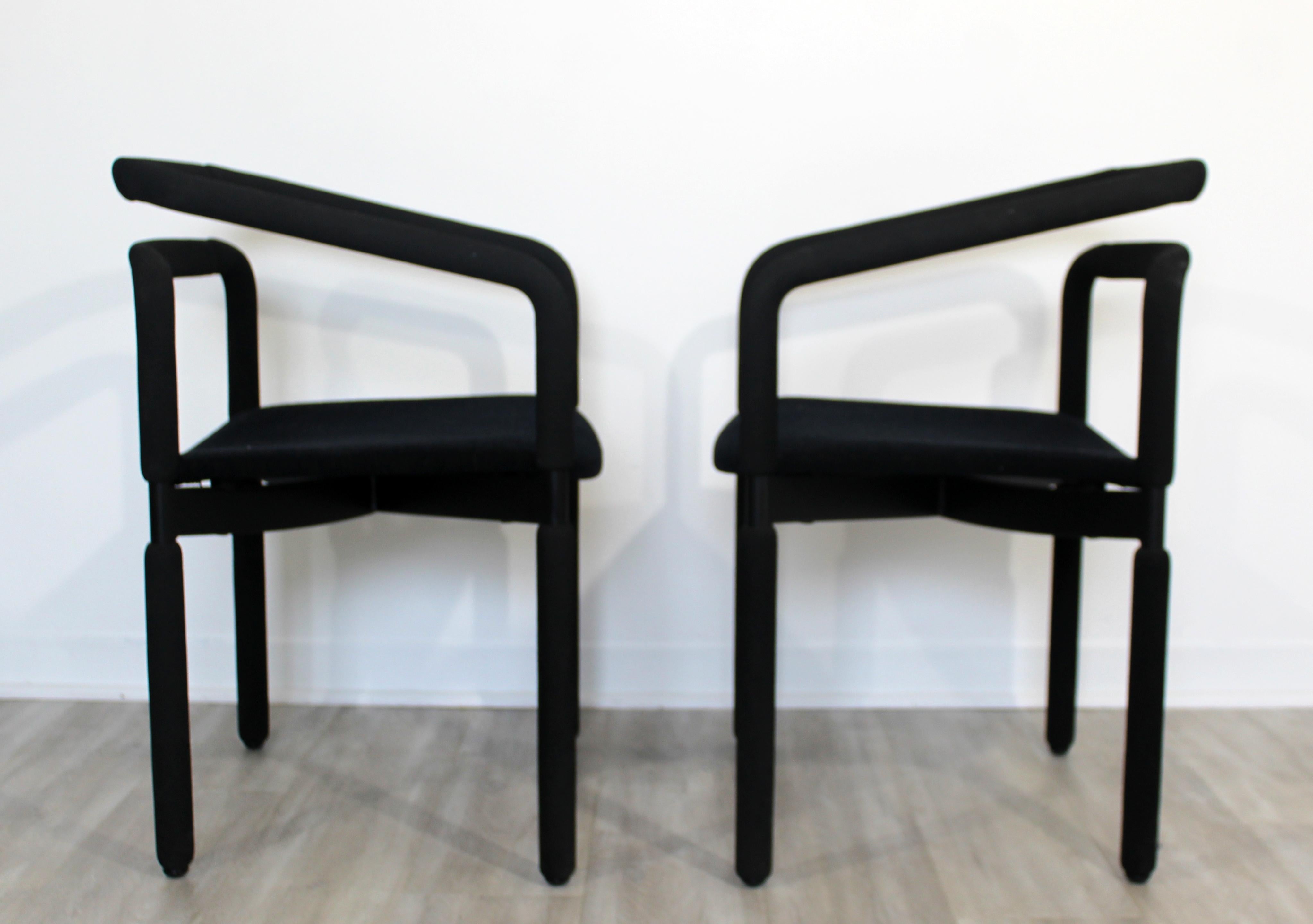 Contemporary Modern Set of 4 Black Dining Armchairs Metropolitan Knoll, 1980s In Good Condition In Keego Harbor, MI