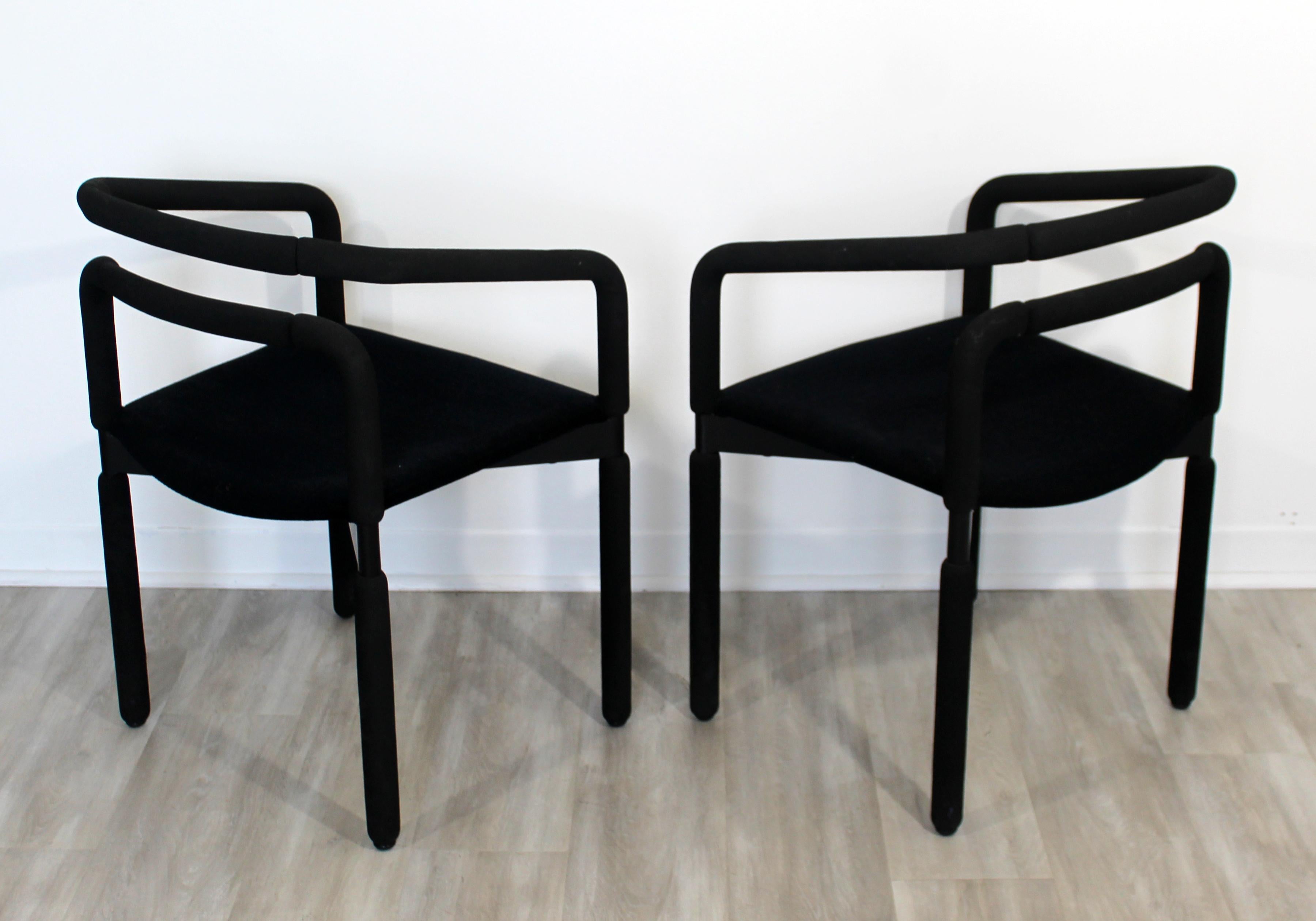 Late 20th Century Contemporary Modern Set of 4 Black Dining Armchairs Metropolitan Knoll, 1980s