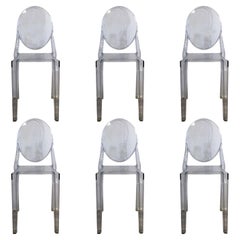 Contemporary Modern Set of 6 Victoria Kartell Ghost Side Chairs by Starck