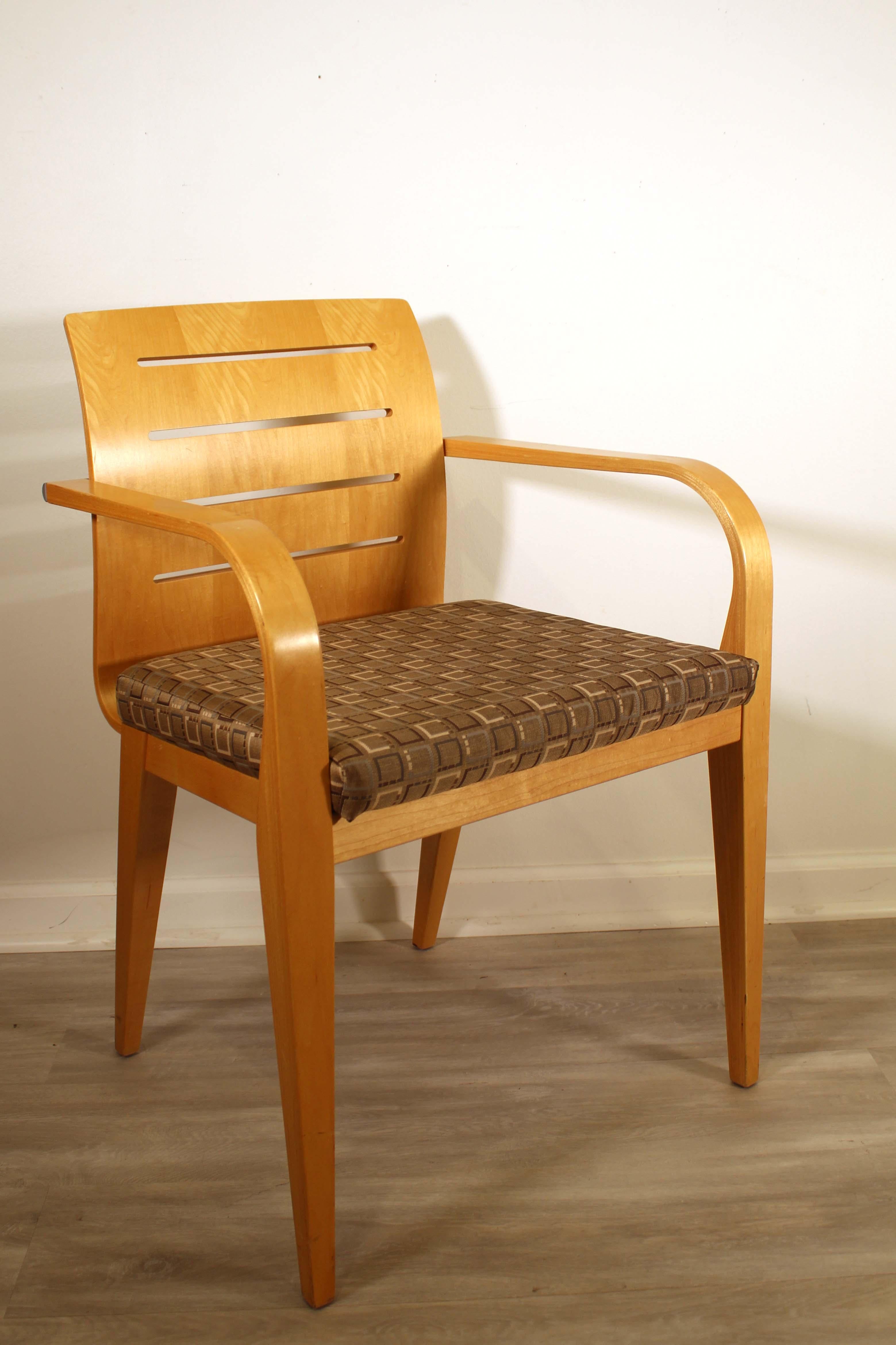 Contemporary Modern Set of 7 Bentwood Slat Back Armchairs by Haworth In Good Condition For Sale In Keego Harbor, MI