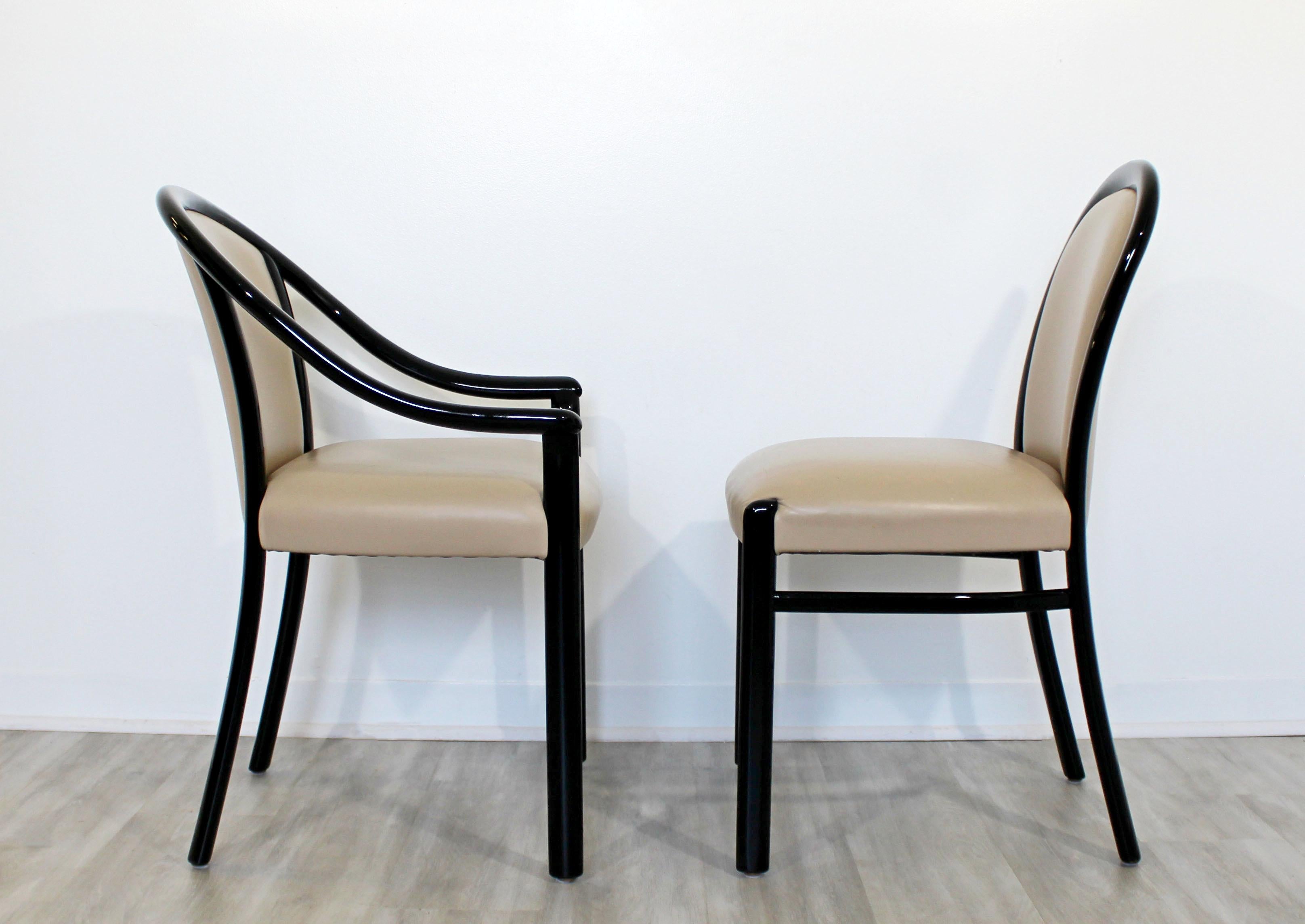 Contemporary Modern Set of 8 Stendig Italian Black Lacquer Curved Dining Chairs In Good Condition In Keego Harbor, MI