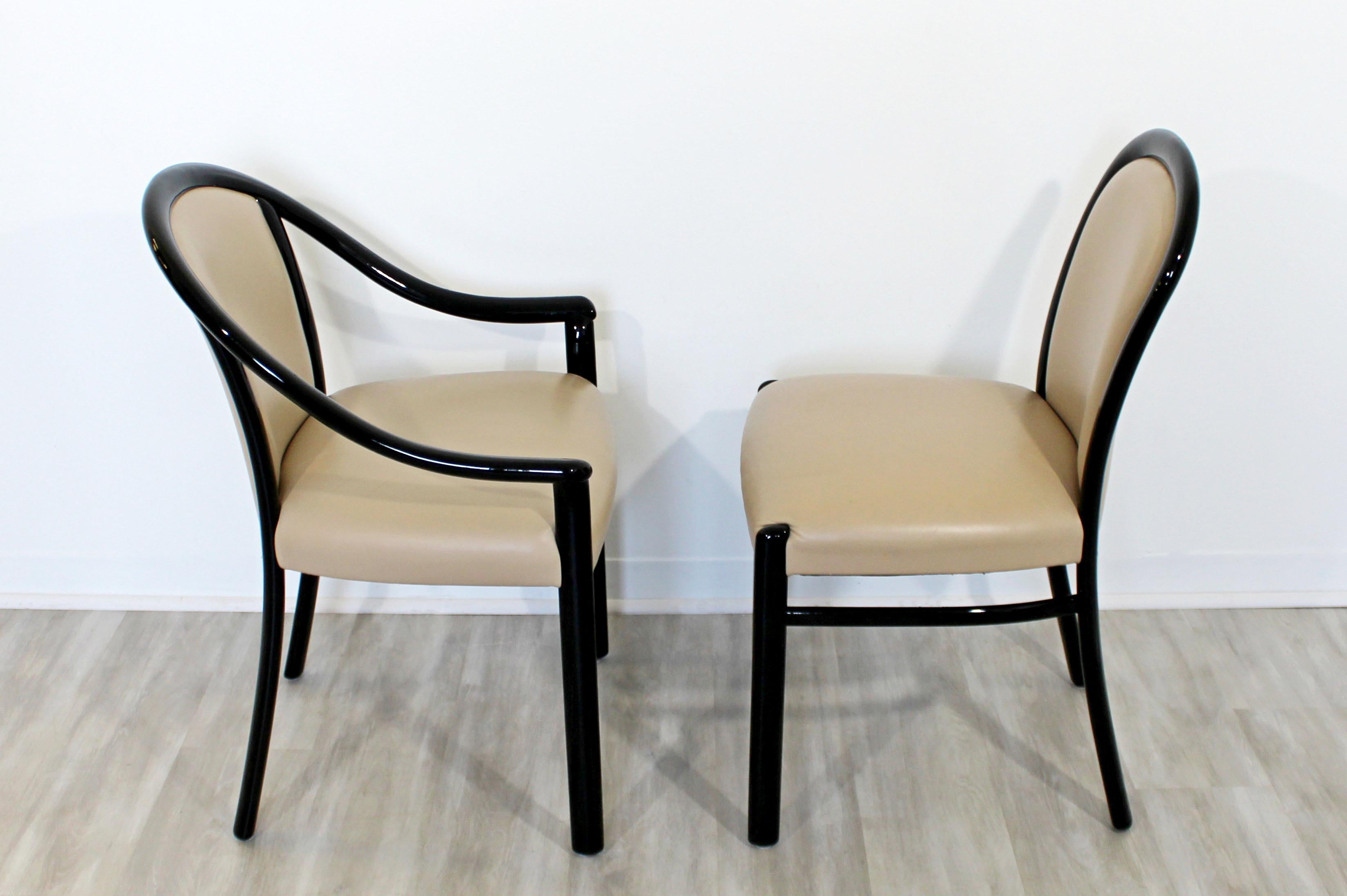Late 20th Century Contemporary Modern Set of 8 Stendig Italian Black Lacquer Curved Dining Chairs