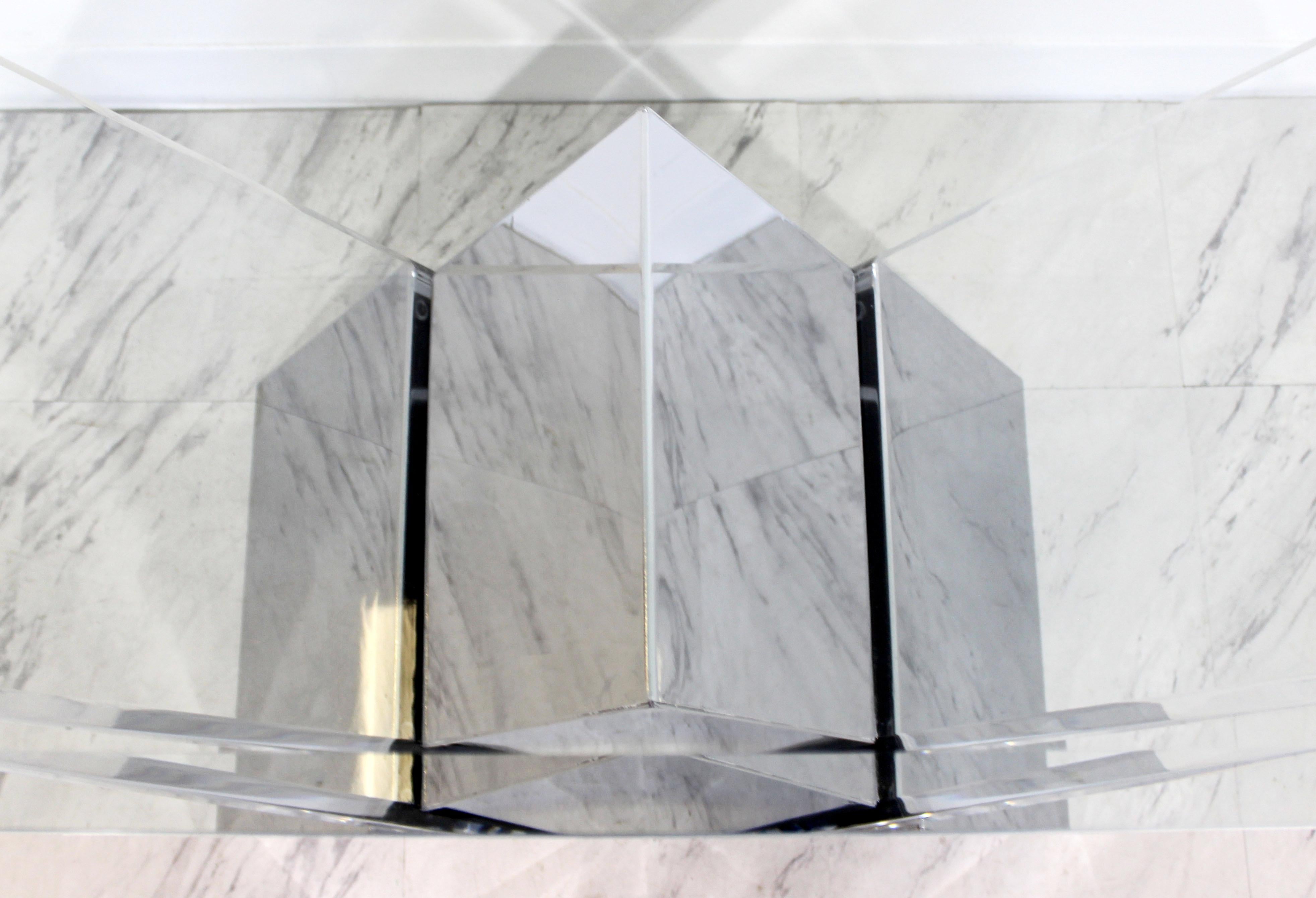 Contemporary Modern Shlomi Haziza Chrome Lucite Glass Large Console Table, 1990s 3