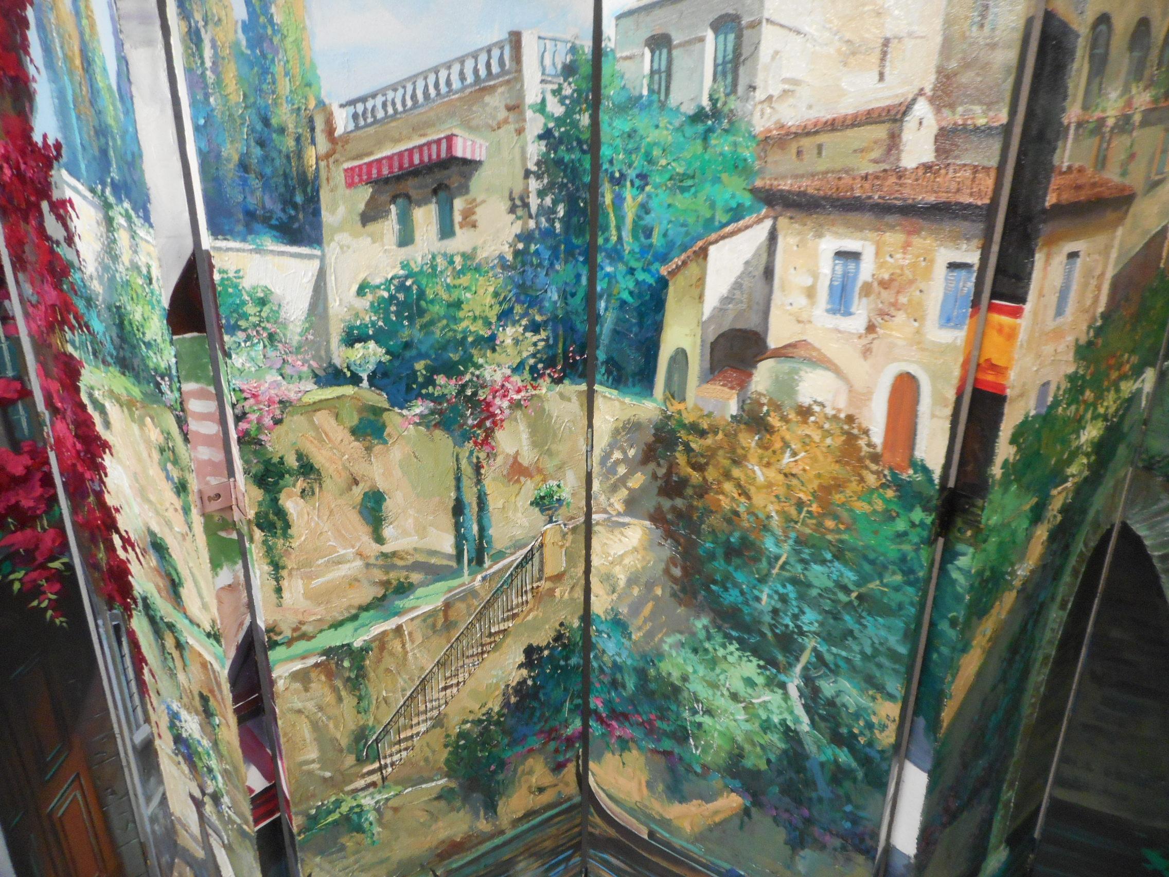 Séparation de pièce à six panneaux italienne moderne et contemporaine signée 3