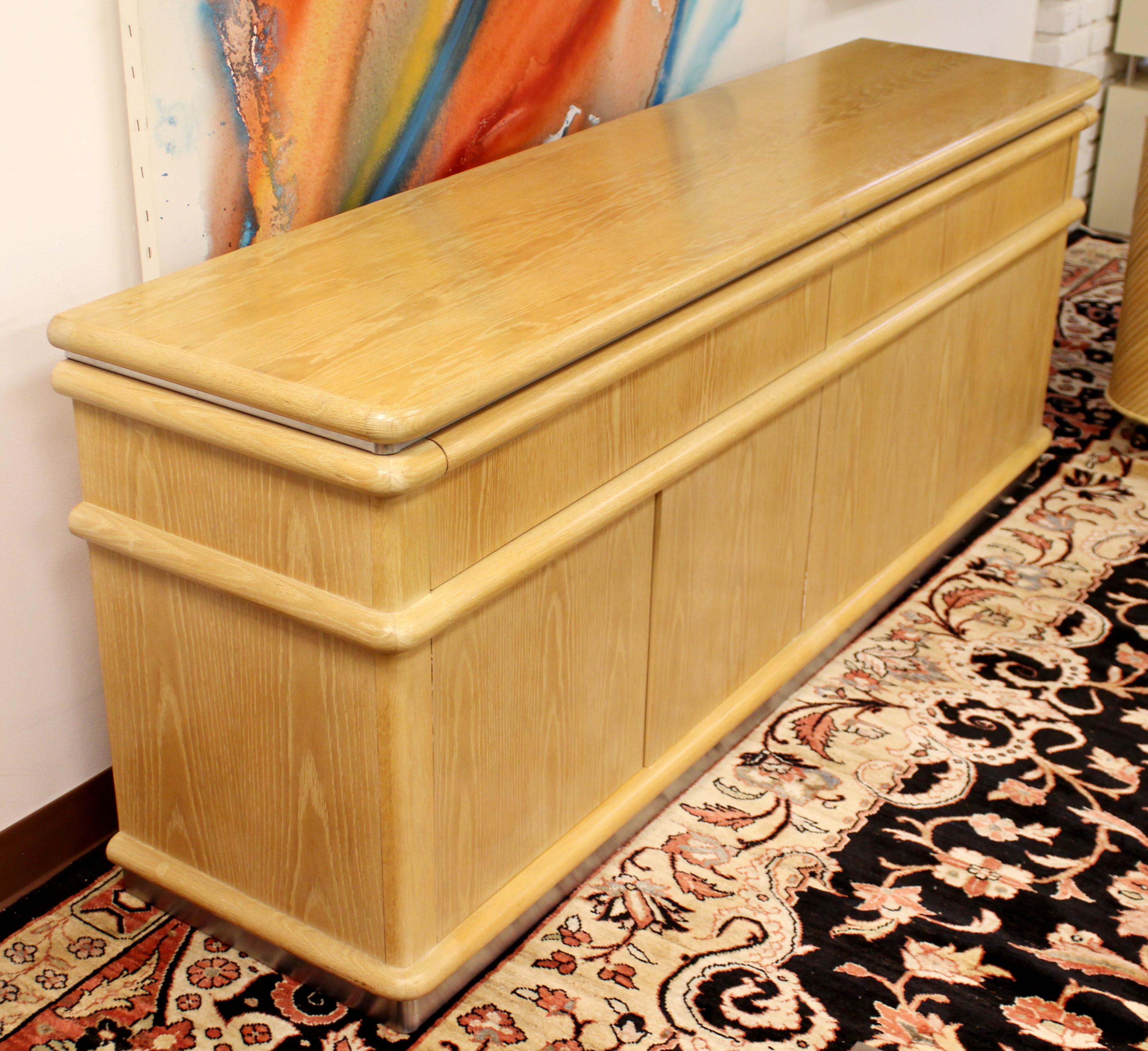 Late 20th Century Contemporary Modern Signed Jay Spectre Credenza Cerused Oak and Chrome 1980s