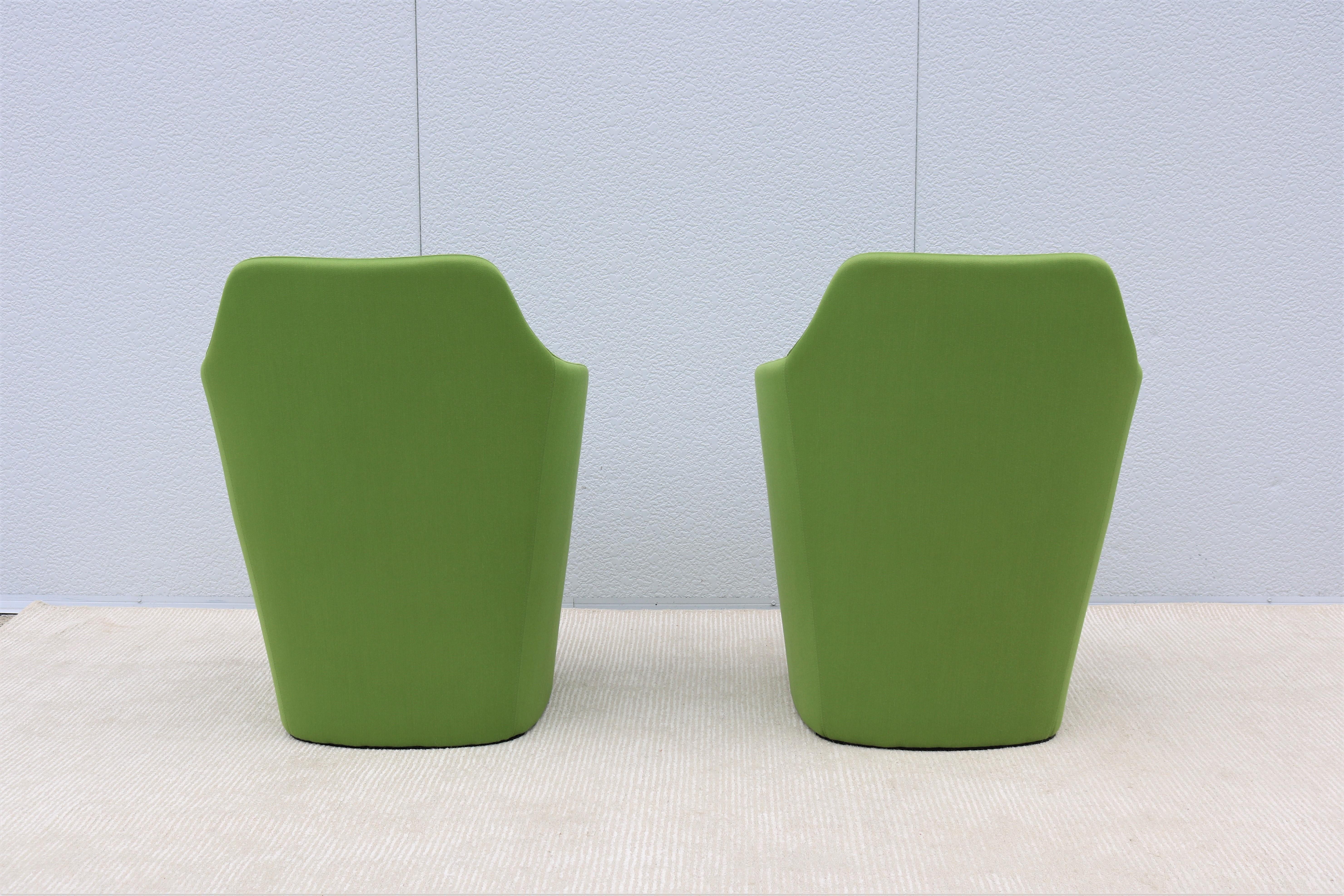 Art Deco Contemporary Modern Simon Pengelly for Allermuir Venus Green Tub Chairs, a Pair For Sale