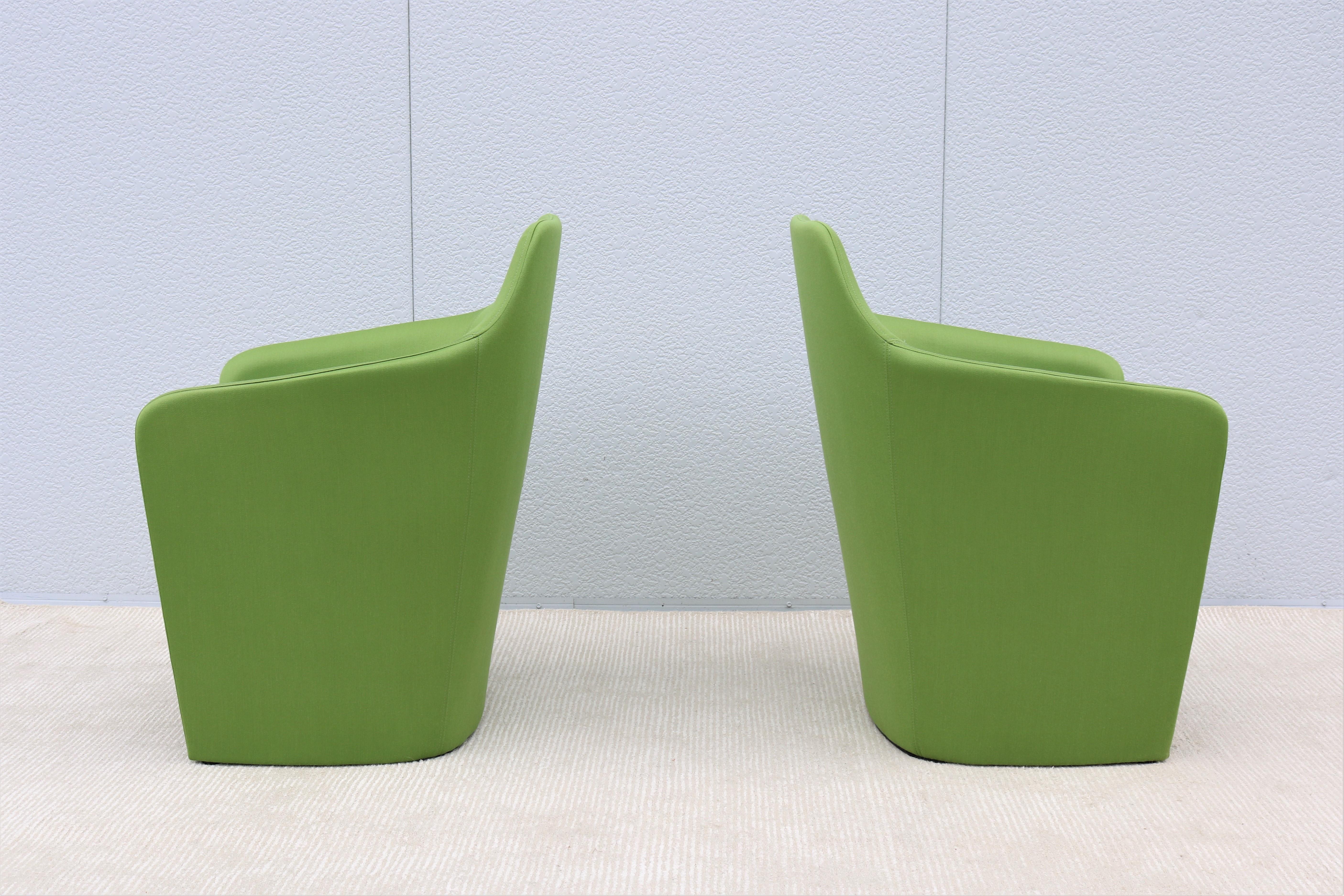 American Contemporary Modern Simon Pengelly for Allermuir Venus Green Tub Chairs, a Pair For Sale