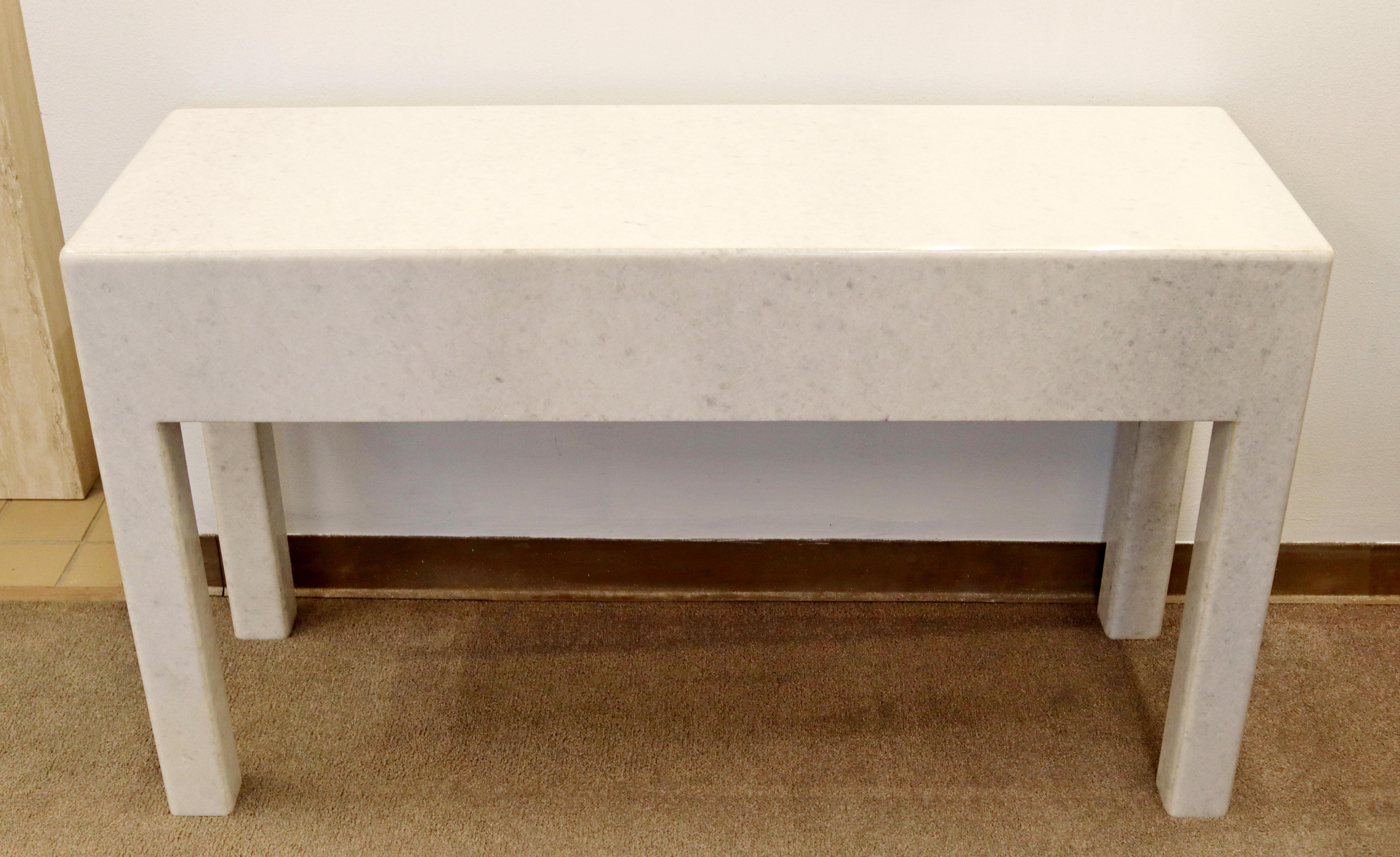 Contemporary Modern Solid Marble Console Foyer Table, 1980s In Good Condition In Keego Harbor, MI