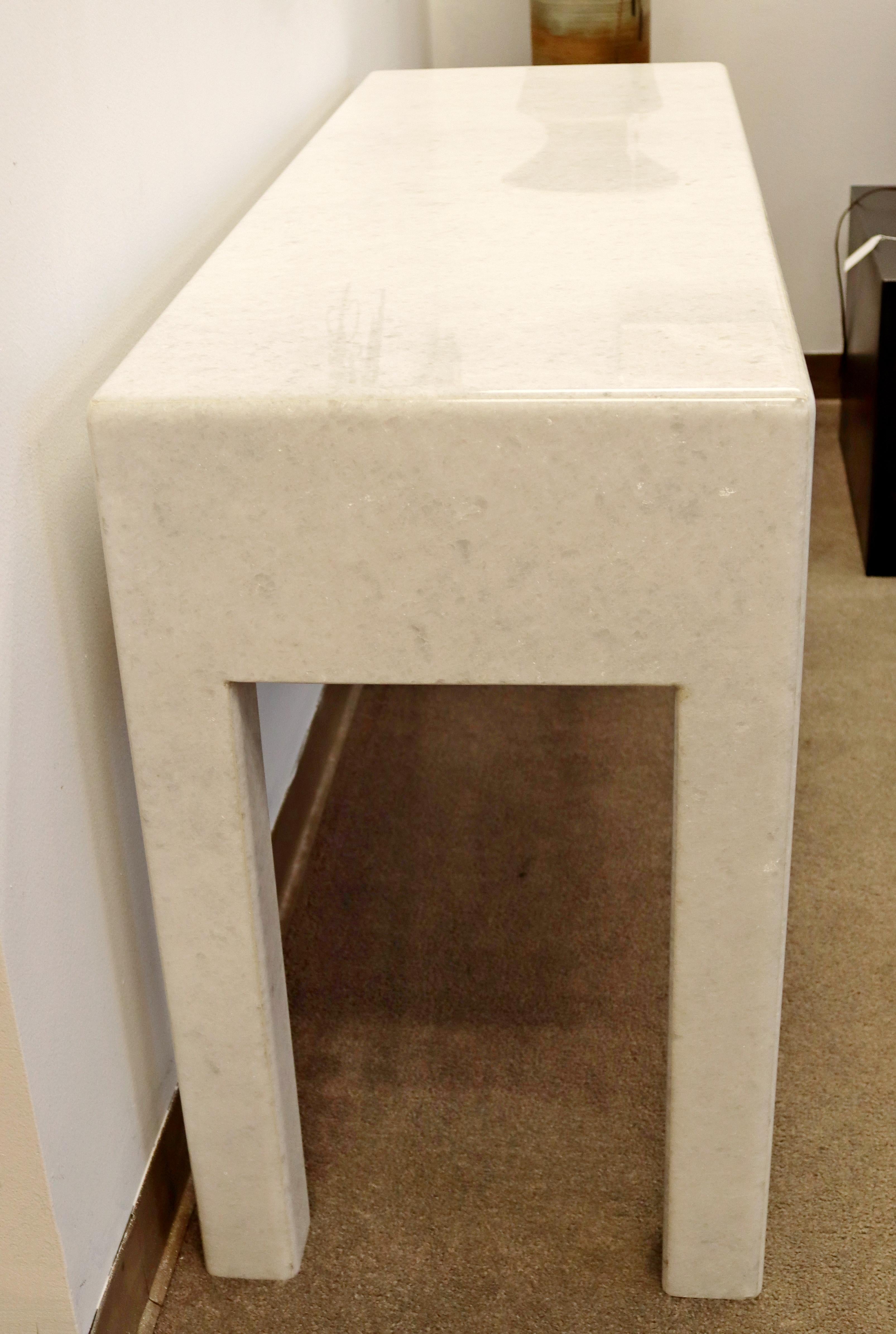 Late 20th Century Contemporary Modern Solid Marble Console Foyer Table, 1980s
