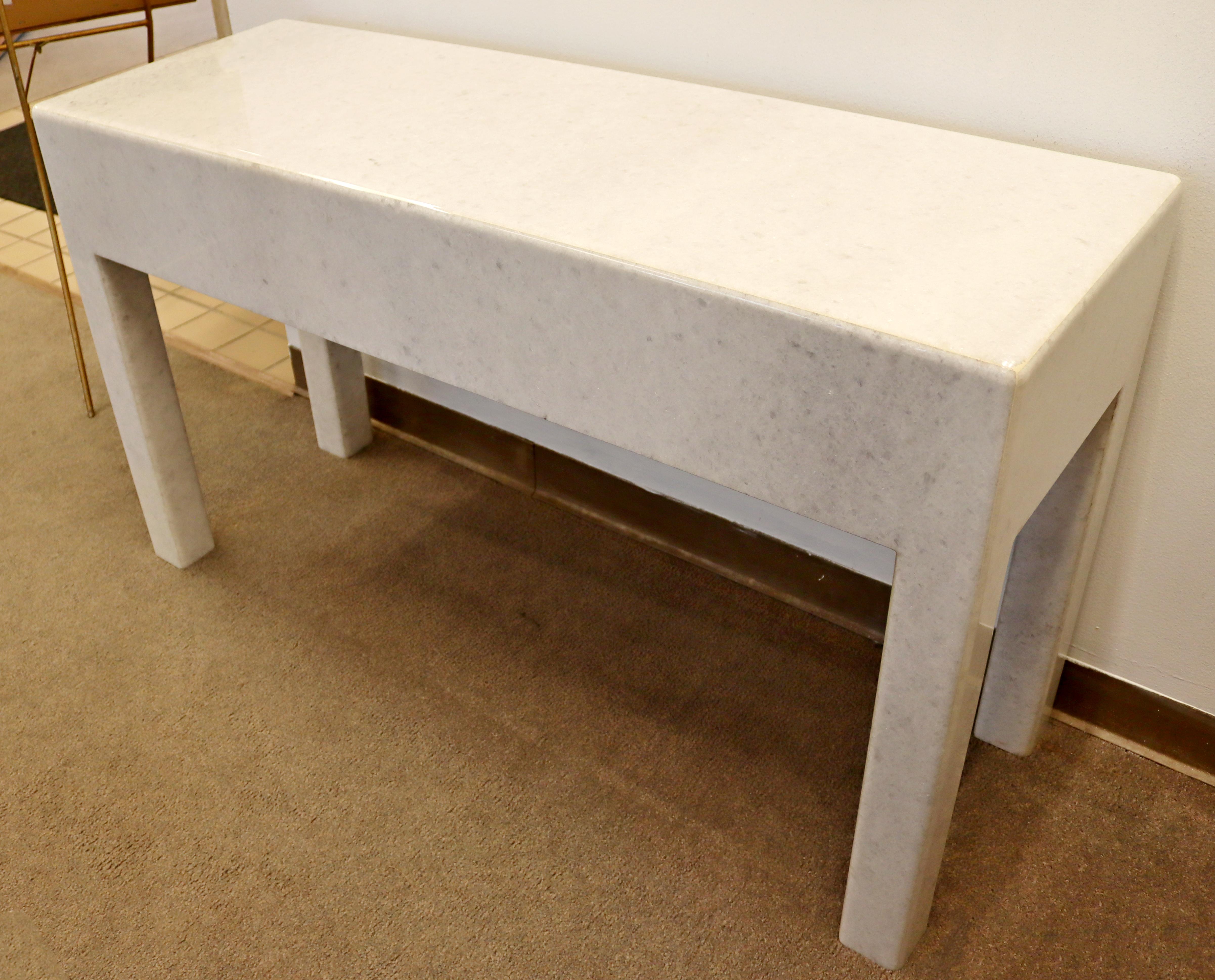 Contemporary Modern Solid Marble Console Foyer Table, 1980s 2