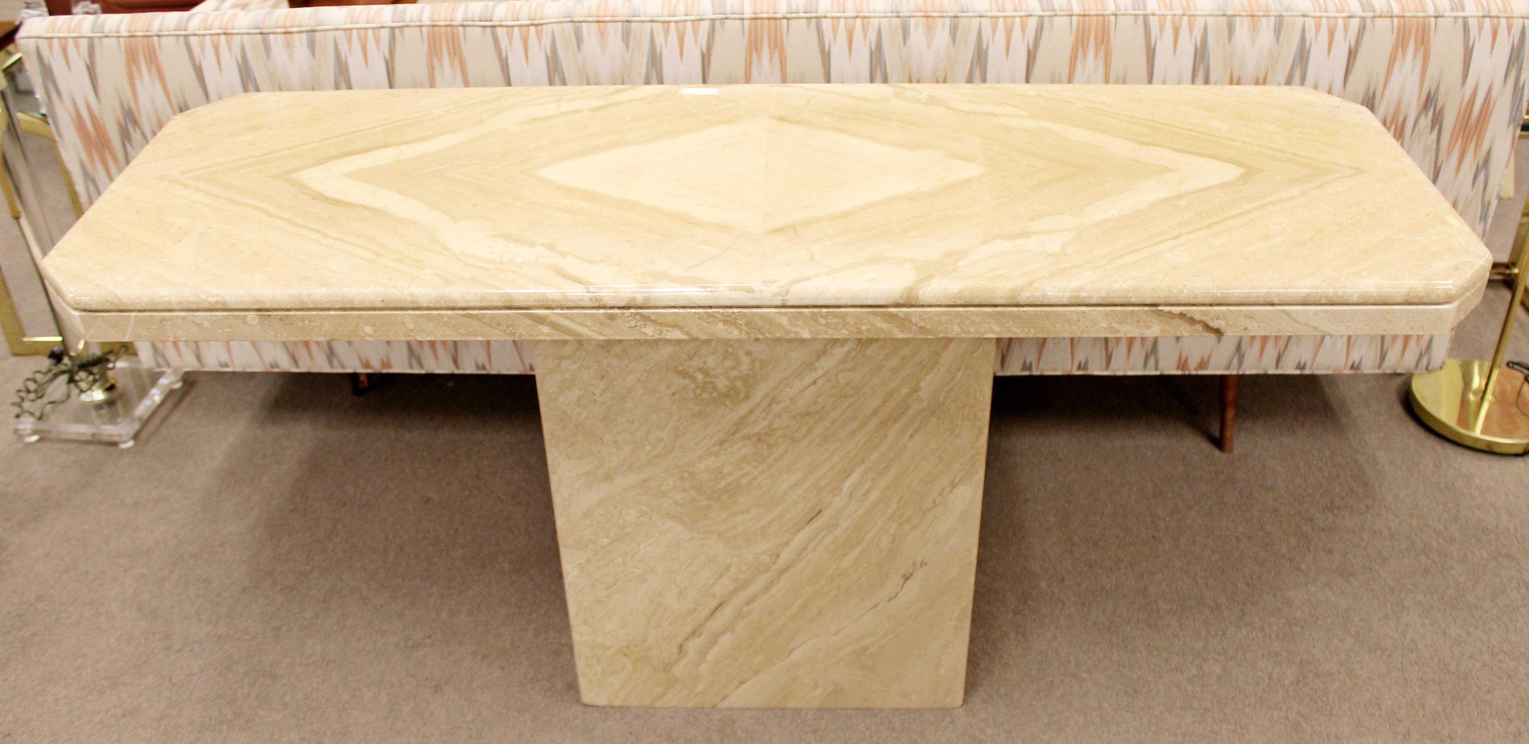 Contemporary Modern Solid Marble Console Foyer Table, Made in Italy, 1980s In Good Condition In Keego Harbor, MI