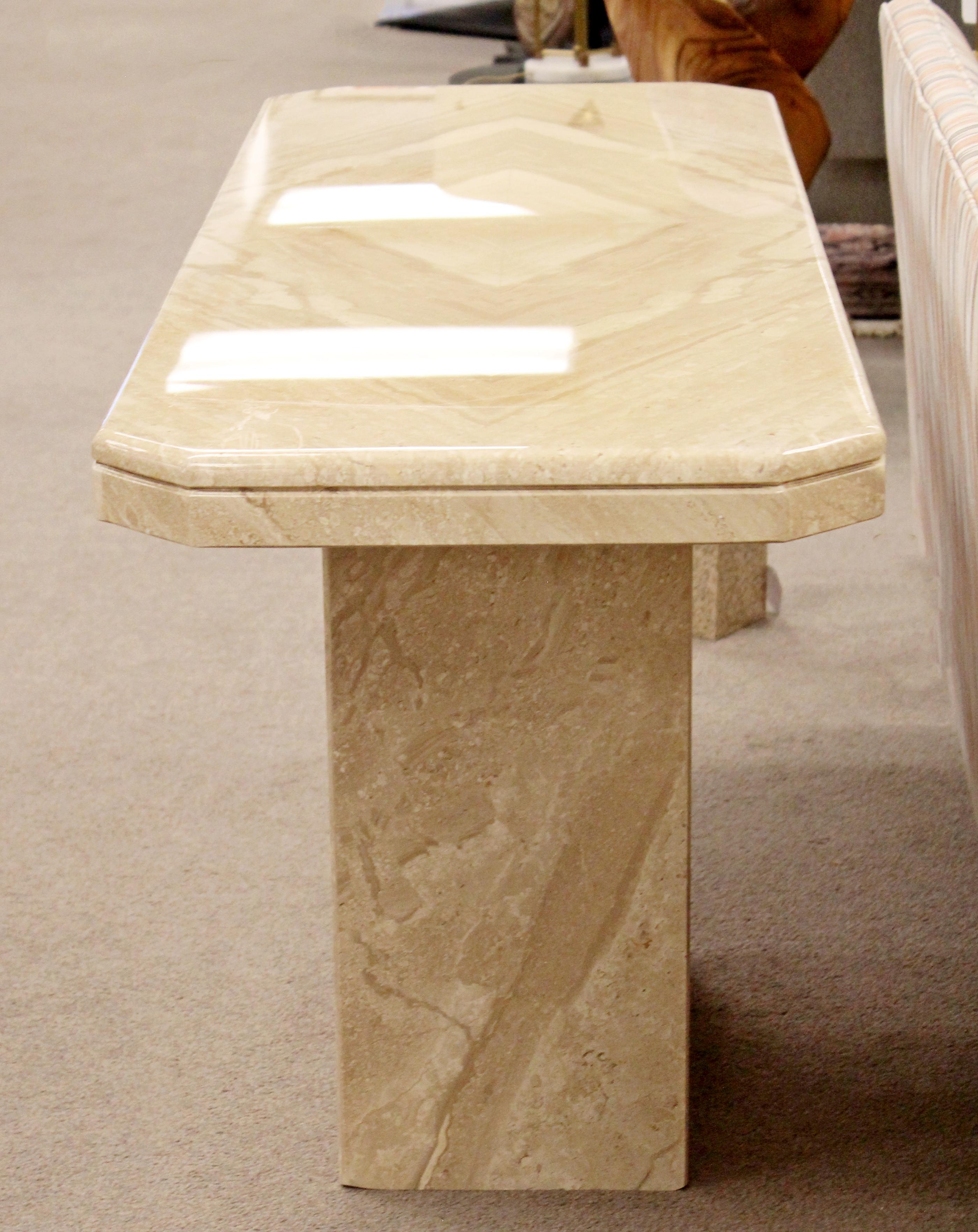 Contemporary Modern Solid Marble Console Foyer Table, Made in Italy, 1980s 4