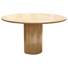 Contemporary Modern Solid Marble Round Dining Dinette Table Made in Italy, 1980s