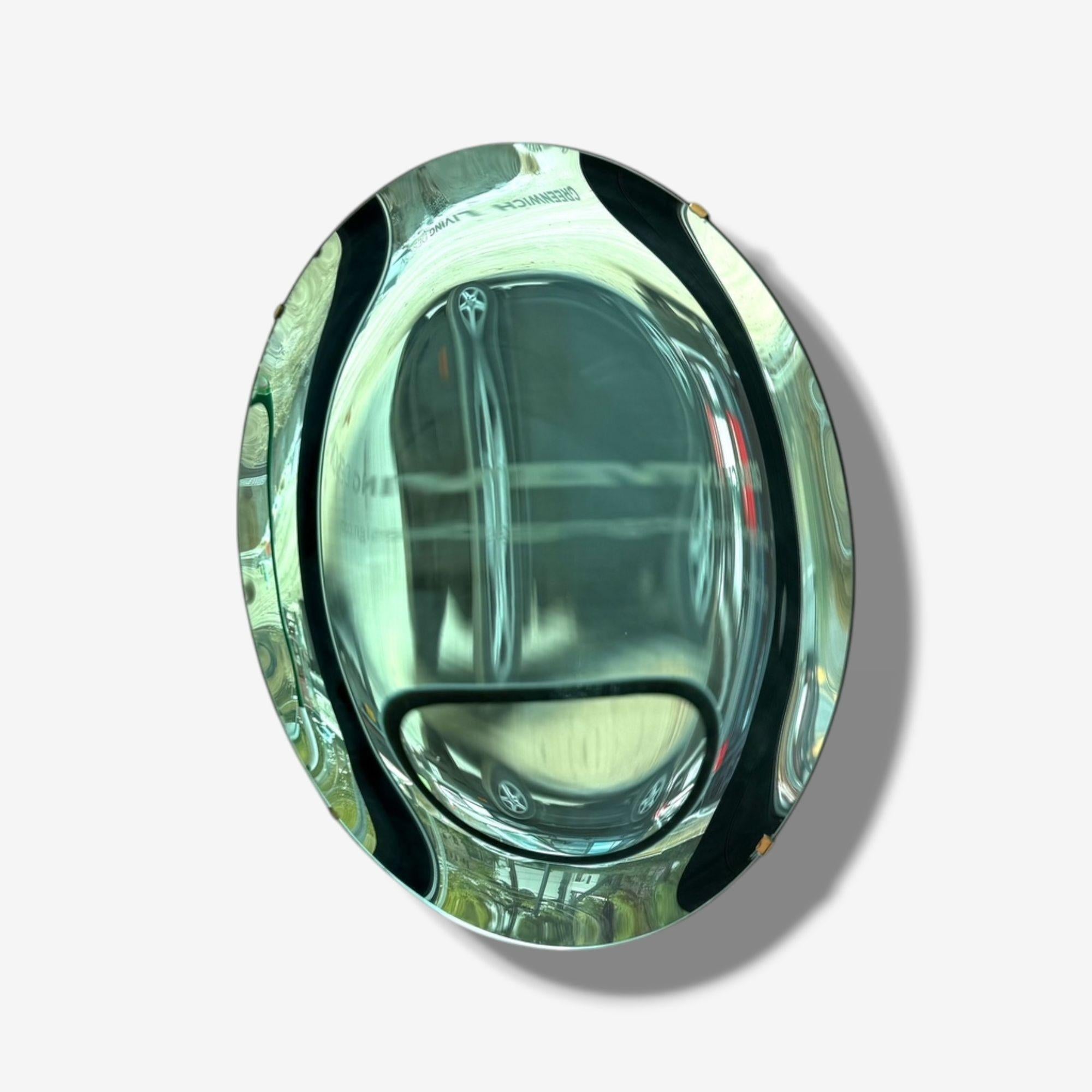 Contemporary, Modern Space Age Wandspiegel, Konkavglas, Vintage Grün, Messing (Europäisch) im Angebot