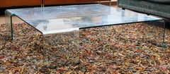 Contemporary Modern Square Neutra Low Glass Coffee Table by Fiam Italia