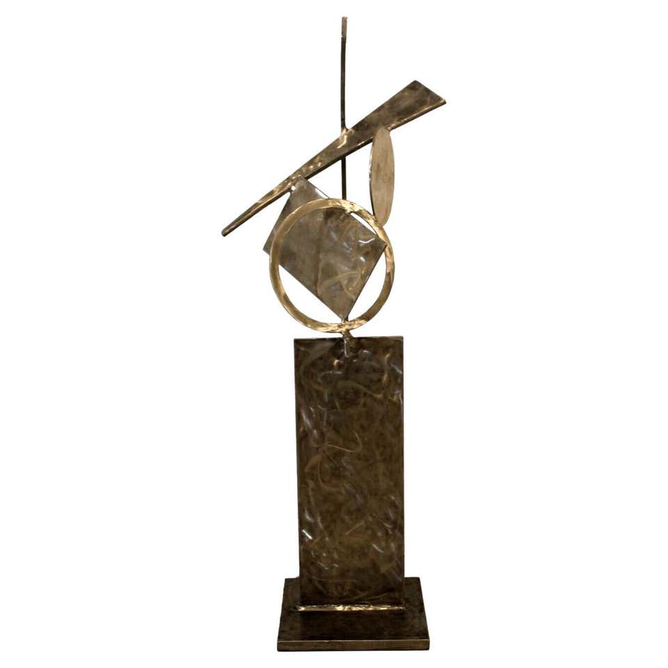 Contemporary Modern Bronze Stainless Steel Wall Sculpture Signed John ...