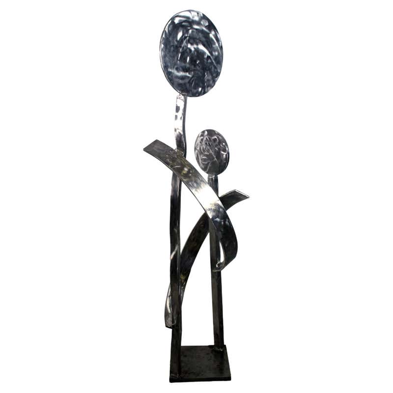 Contemporary Modern Bronze Stainless Steel Wall Sculpture Signed John ...