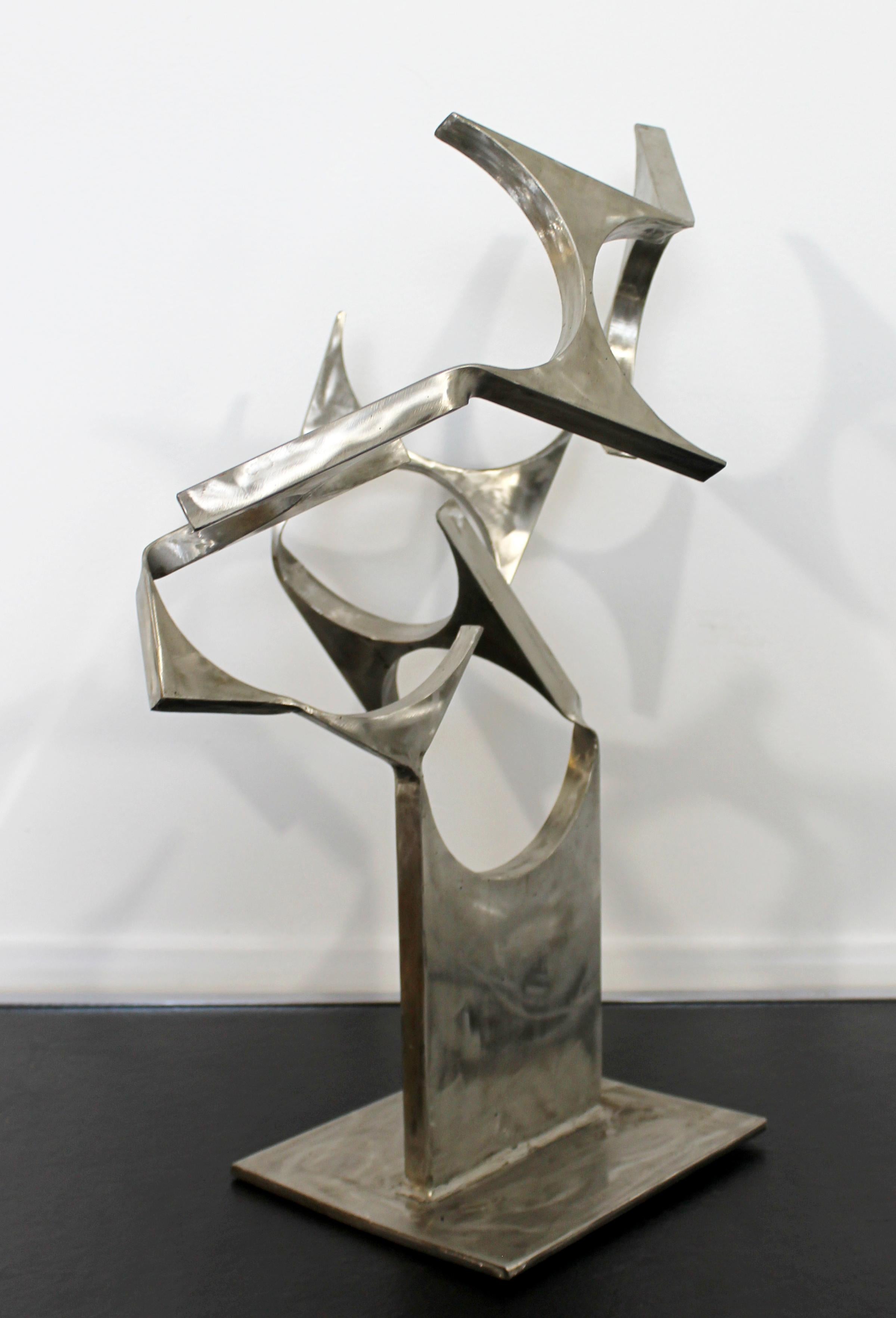 Contemporary Modern Stainless Steel Abstract Table Sculpture Signed Hansen 2000s In Good Condition In Keego Harbor, MI