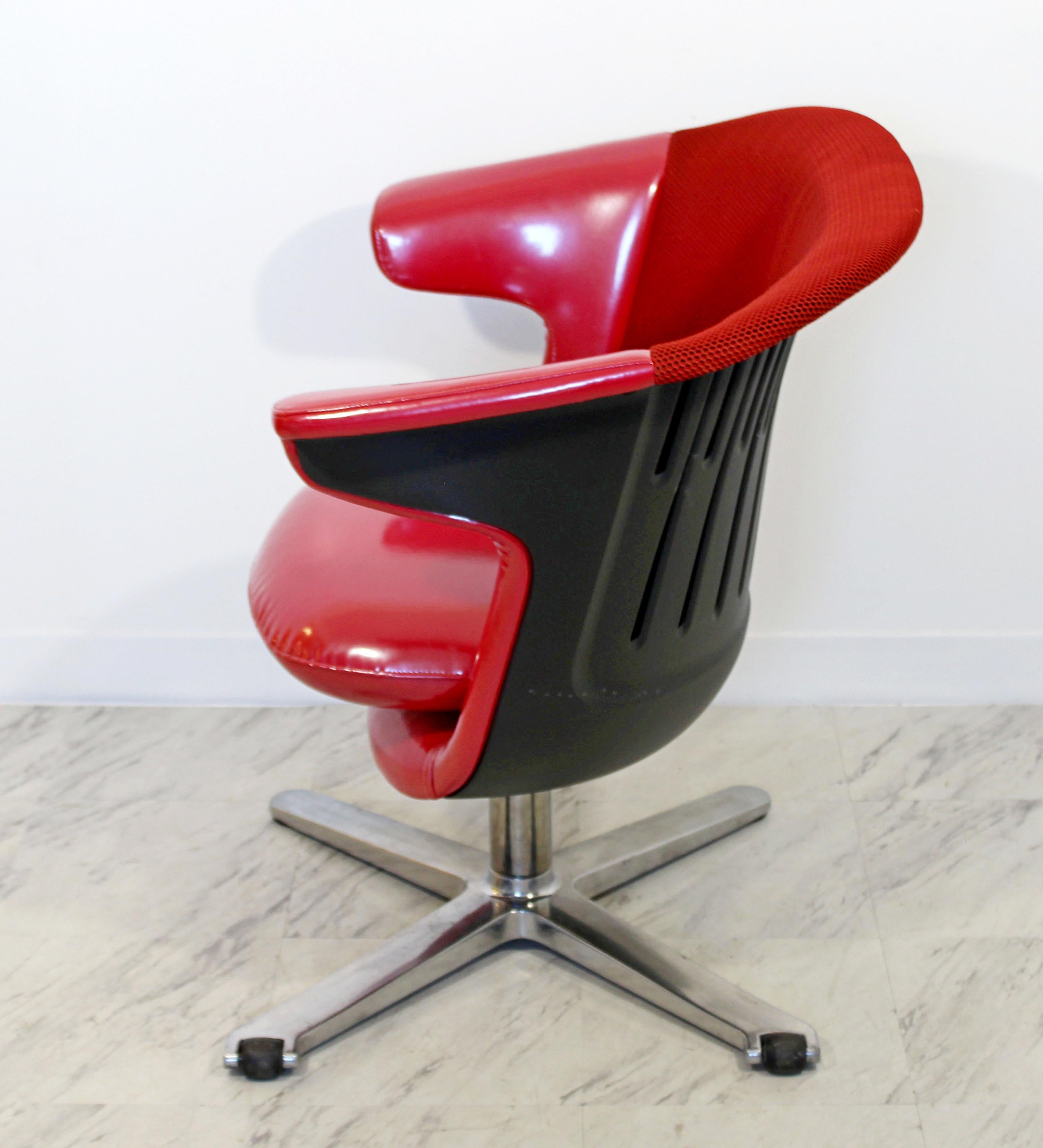 Contemporary Modern Steelcase i2i Ergonomic Swivel Office Armchair Red Vinyl 2