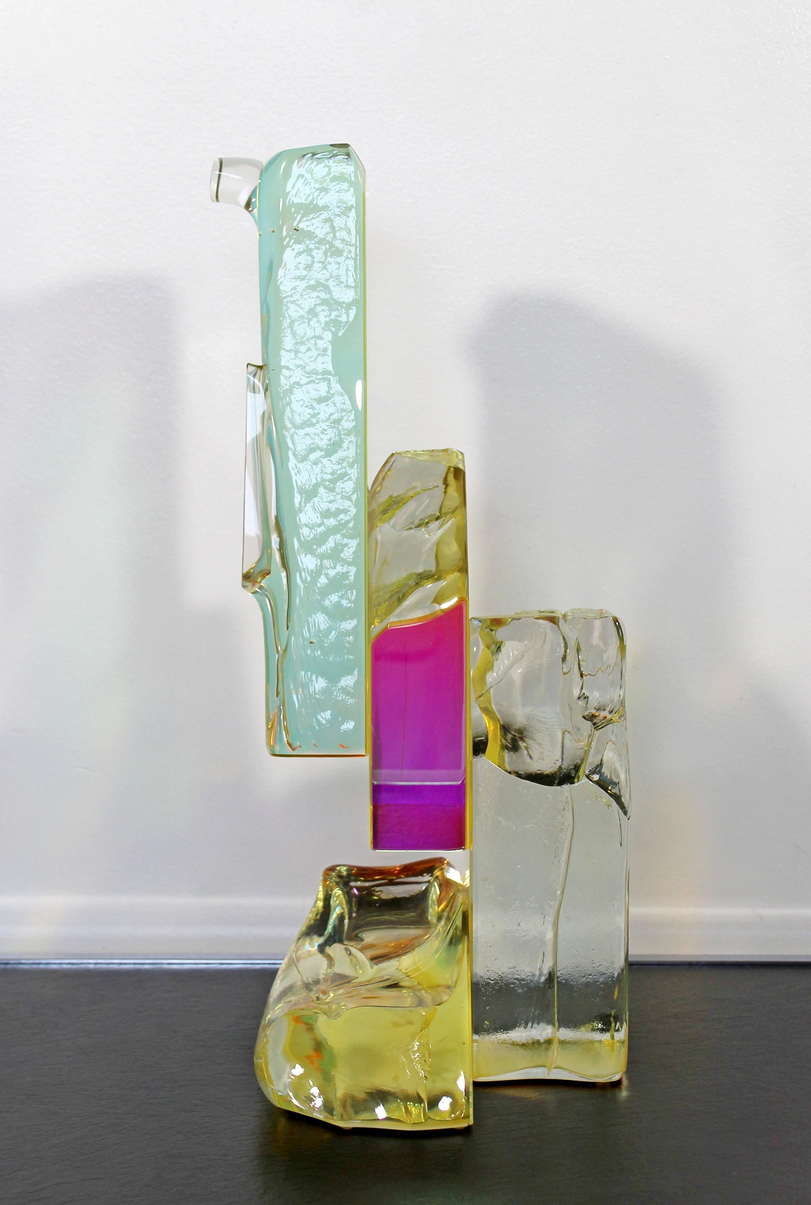 American Contemporary Modern Steven M Maslach Abstract Art Glass Table Sculpture, 1990s
