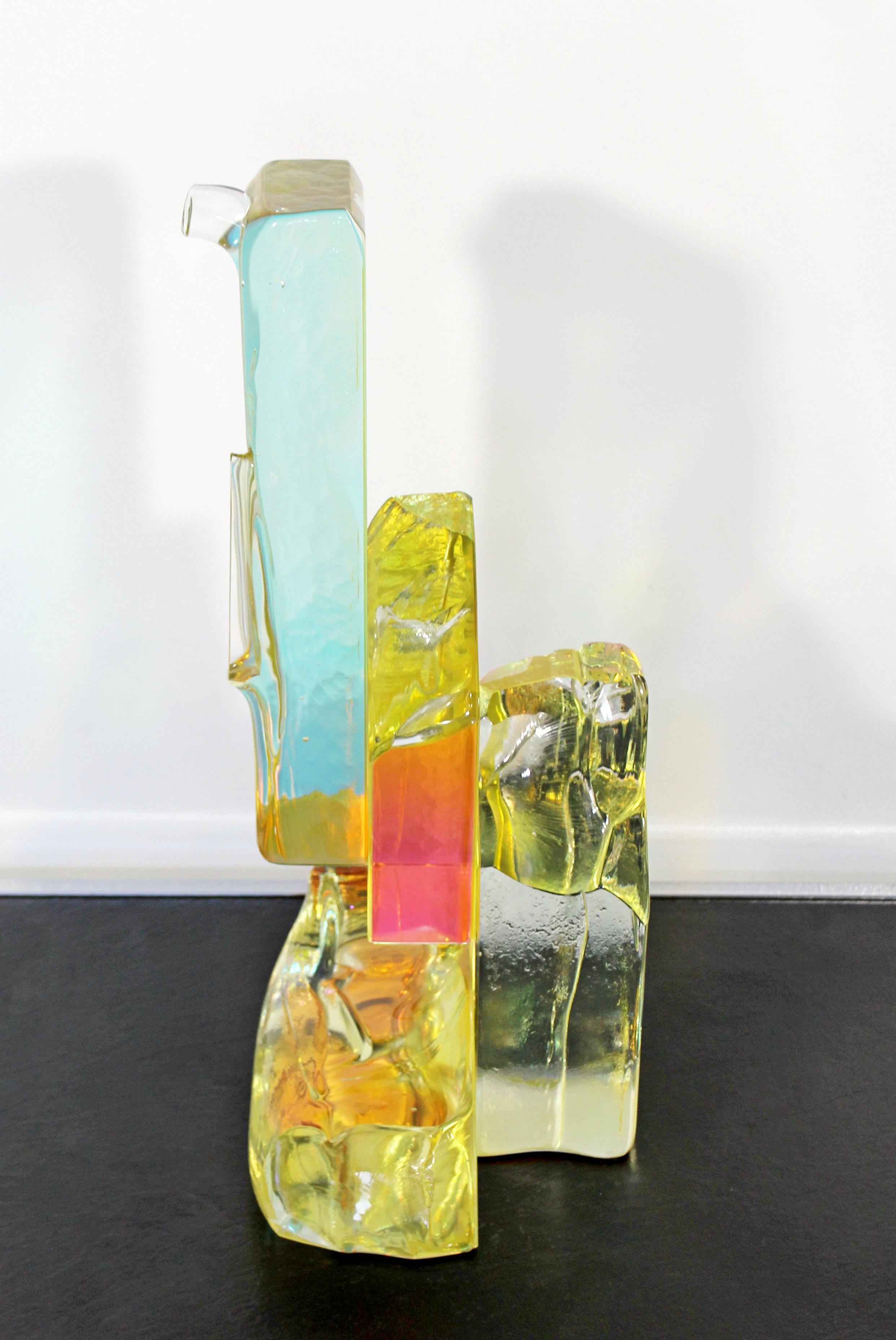 Contemporary Modern Steven M Maslach Abstract Art Glass Table Sculpture, 1990s In Good Condition In Keego Harbor, MI
