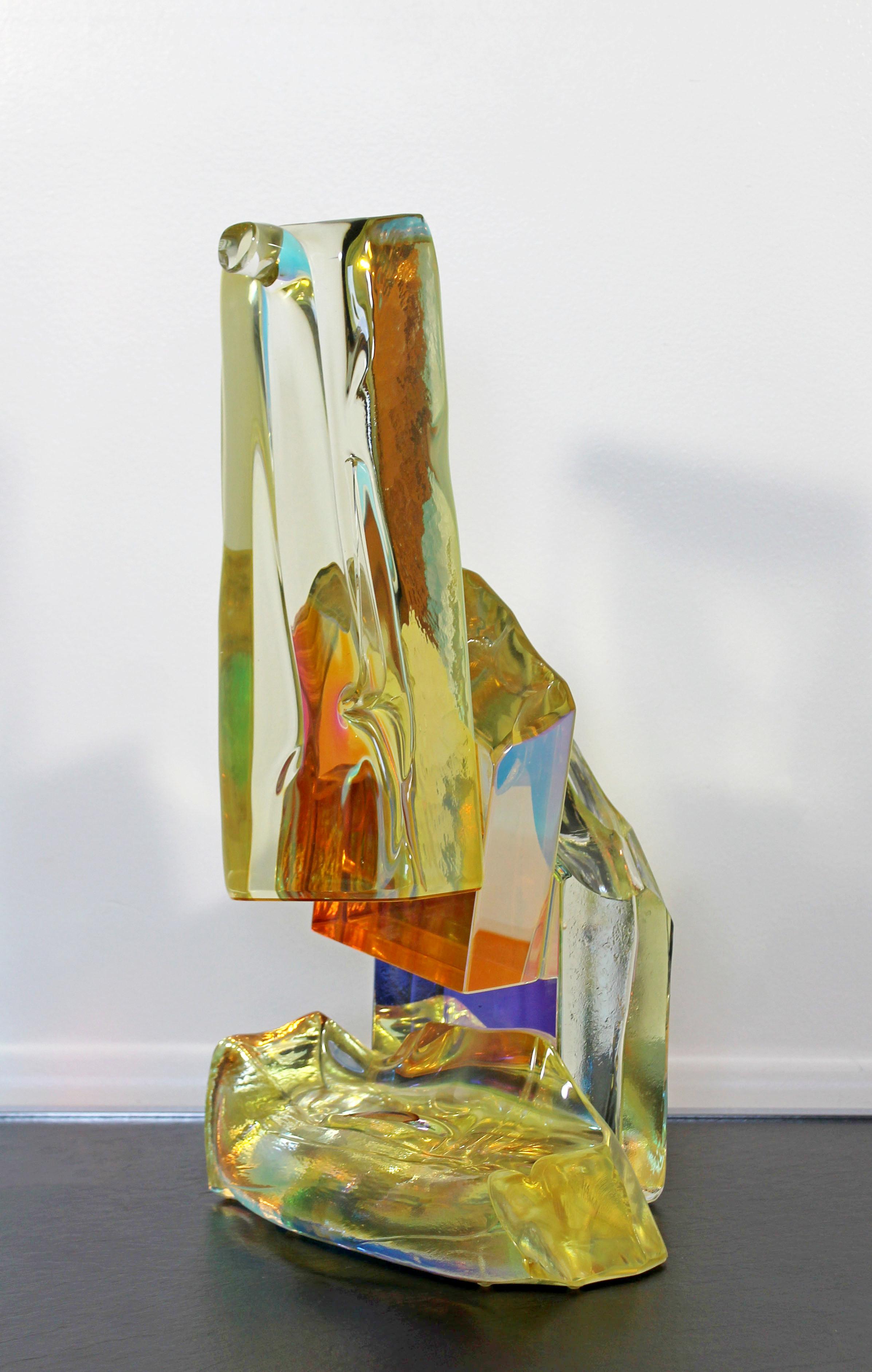 Late 20th Century Contemporary Modern Steven M Maslach Abstract Art Glass Table Sculpture, 1990s