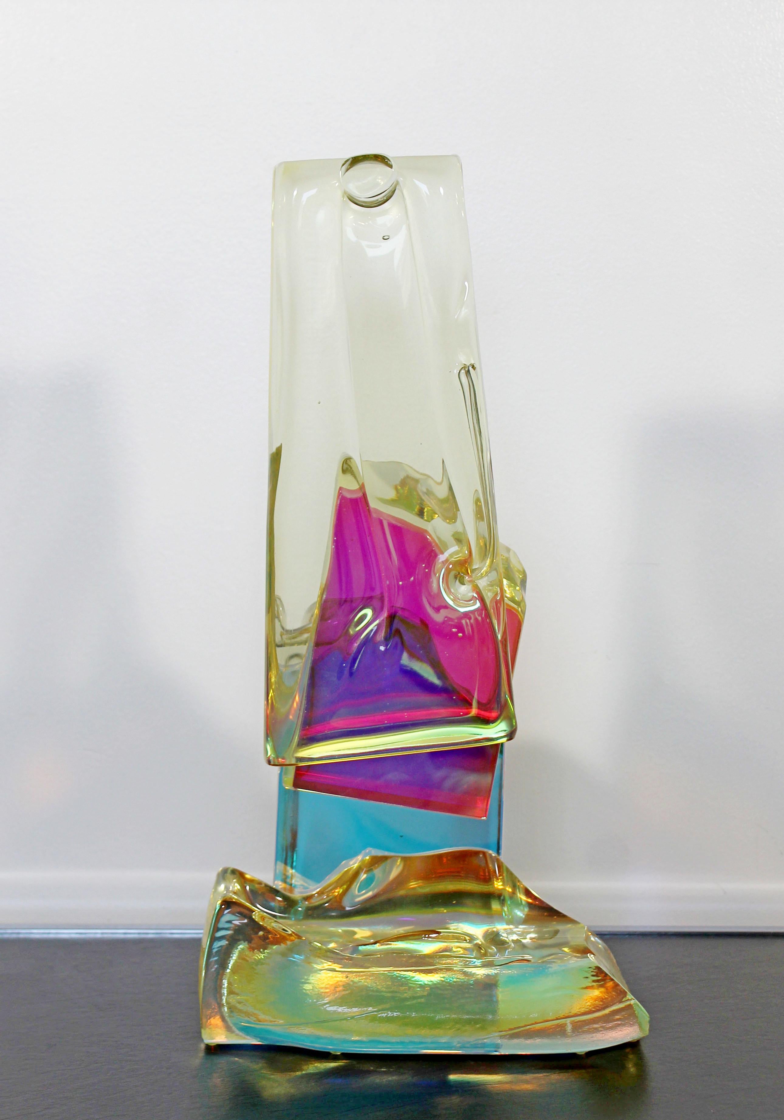Contemporary Modern Steven M Maslach Abstract Art Glass Table Sculpture, 1990s 1