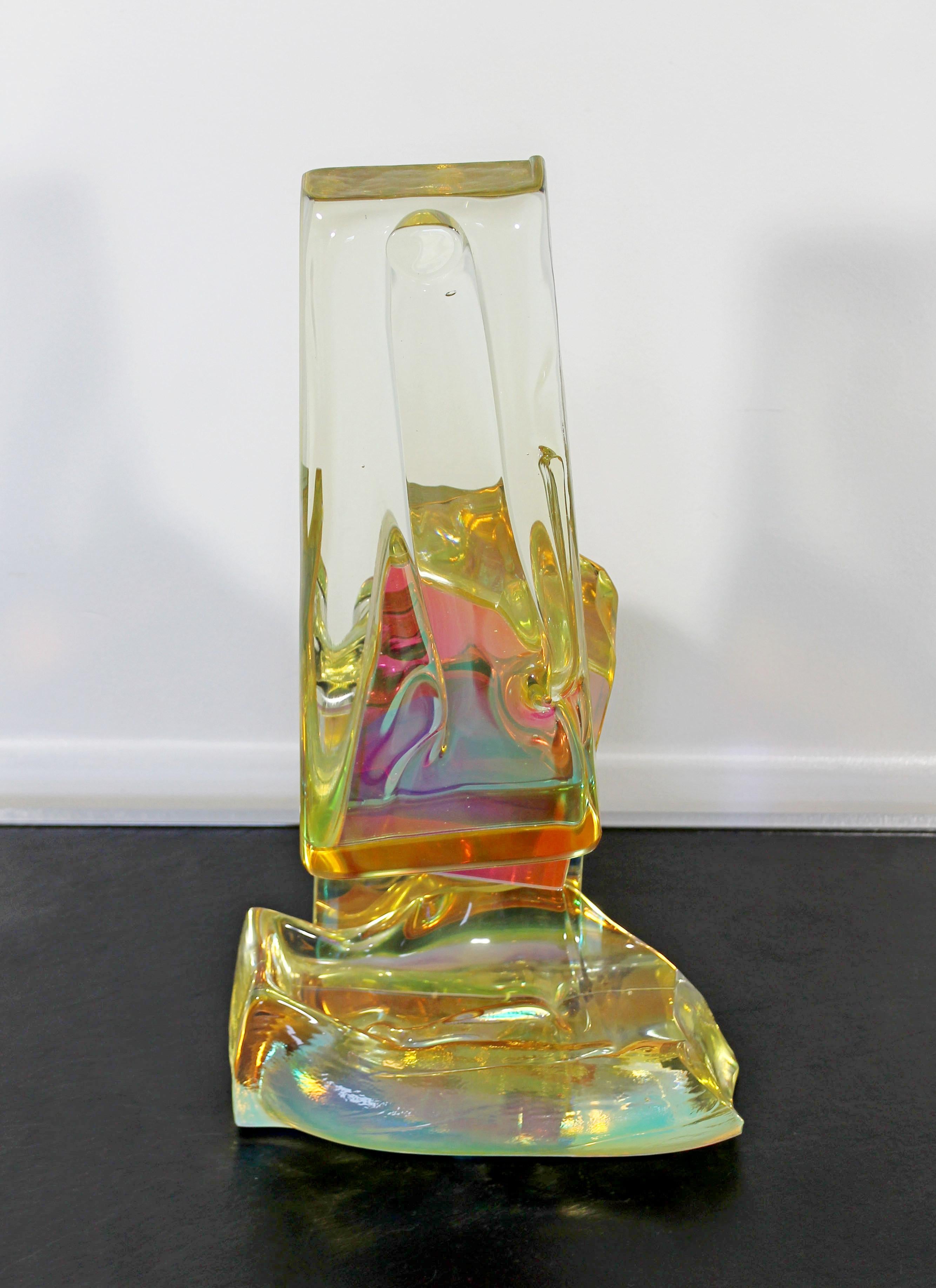 Contemporary Modern Steven M Maslach Abstract Art Glass Table Sculpture, 1990s 2