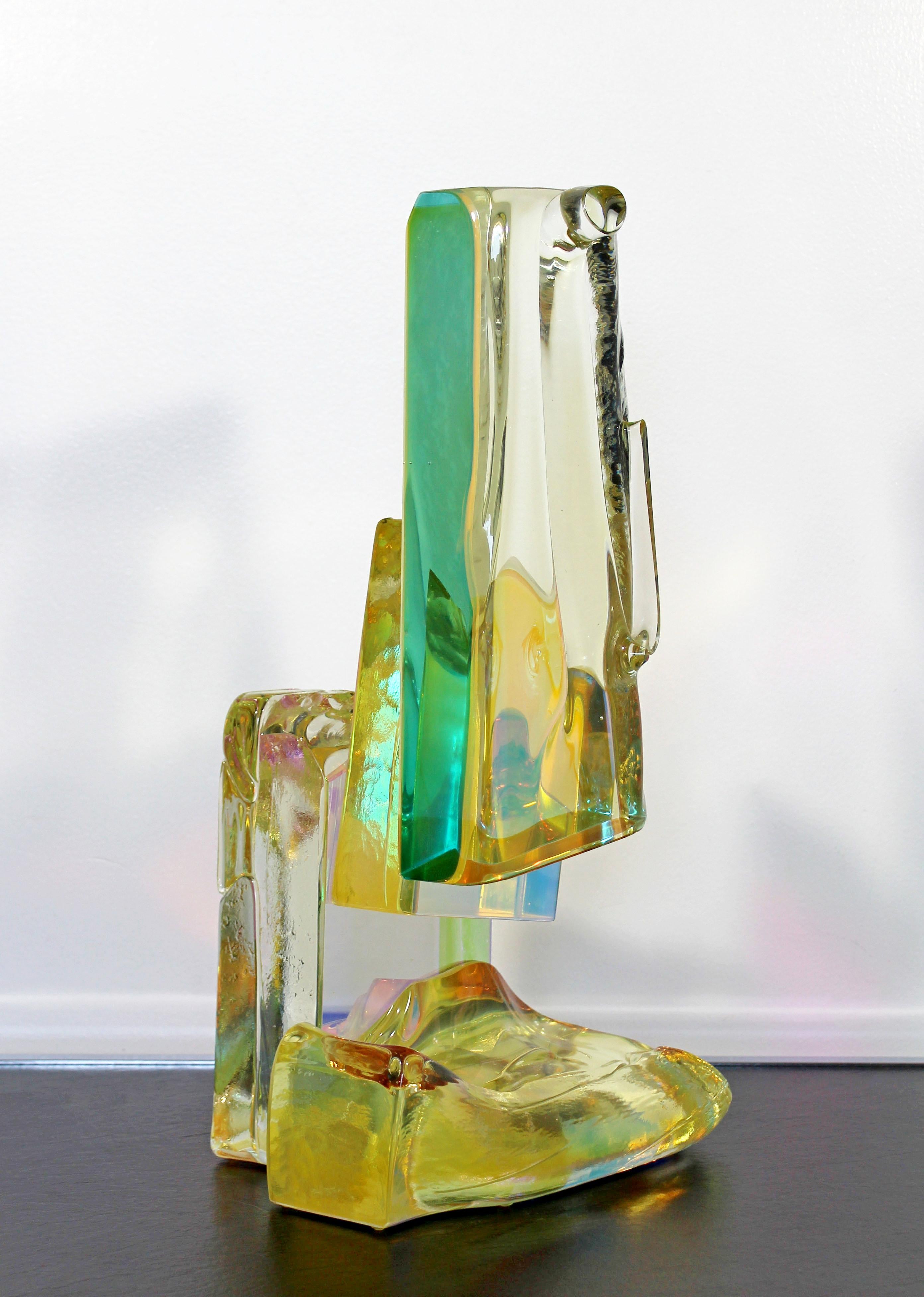 Contemporary Modern Steven M Maslach Abstract Art Glass Table Sculpture, 1990s 3