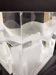 Contemporary Modern Steven Weinberg Cast Glass Cube Sculpture