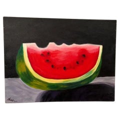 Contemporary Modern Still Life Original Painting of a Watermelon