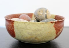 Contemporary Modern Stone Bowl with Stone Eggs Table Sculpture
