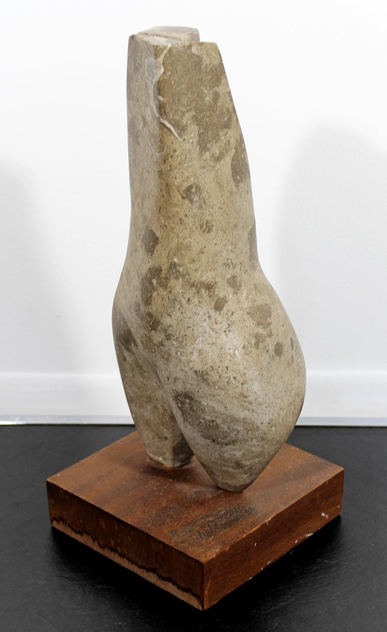 Contemporary Modern Stone Table Sculpture on Wood Base ...
