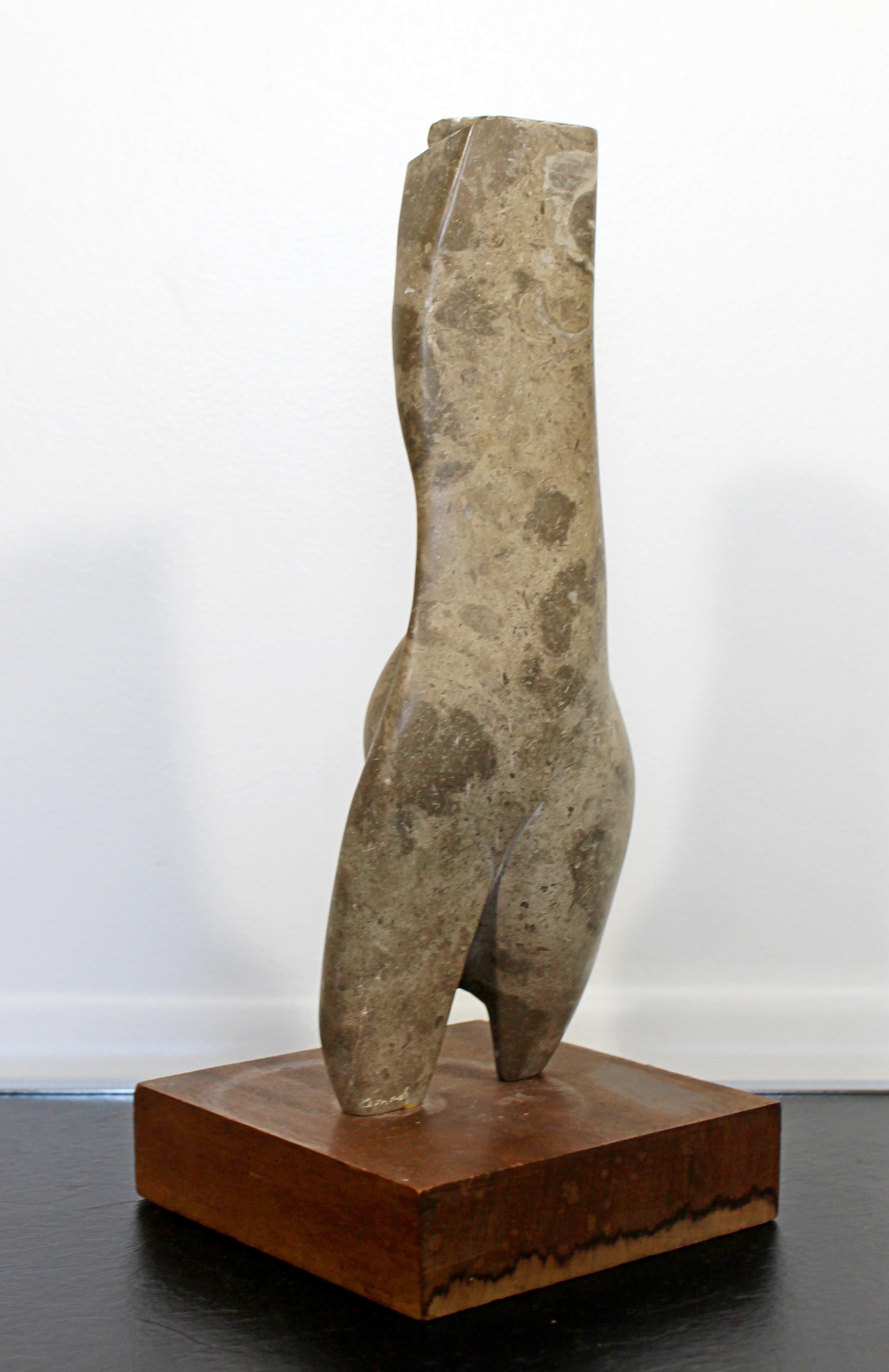 For your consideration is a wonderful, abstract stone sculpture, on a wood base, signed by Leonard Schwartz, entitled 