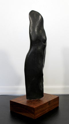 Contemporary Modern Stone Table Sculpture on Wood Base Signed Leonard Schwartz
