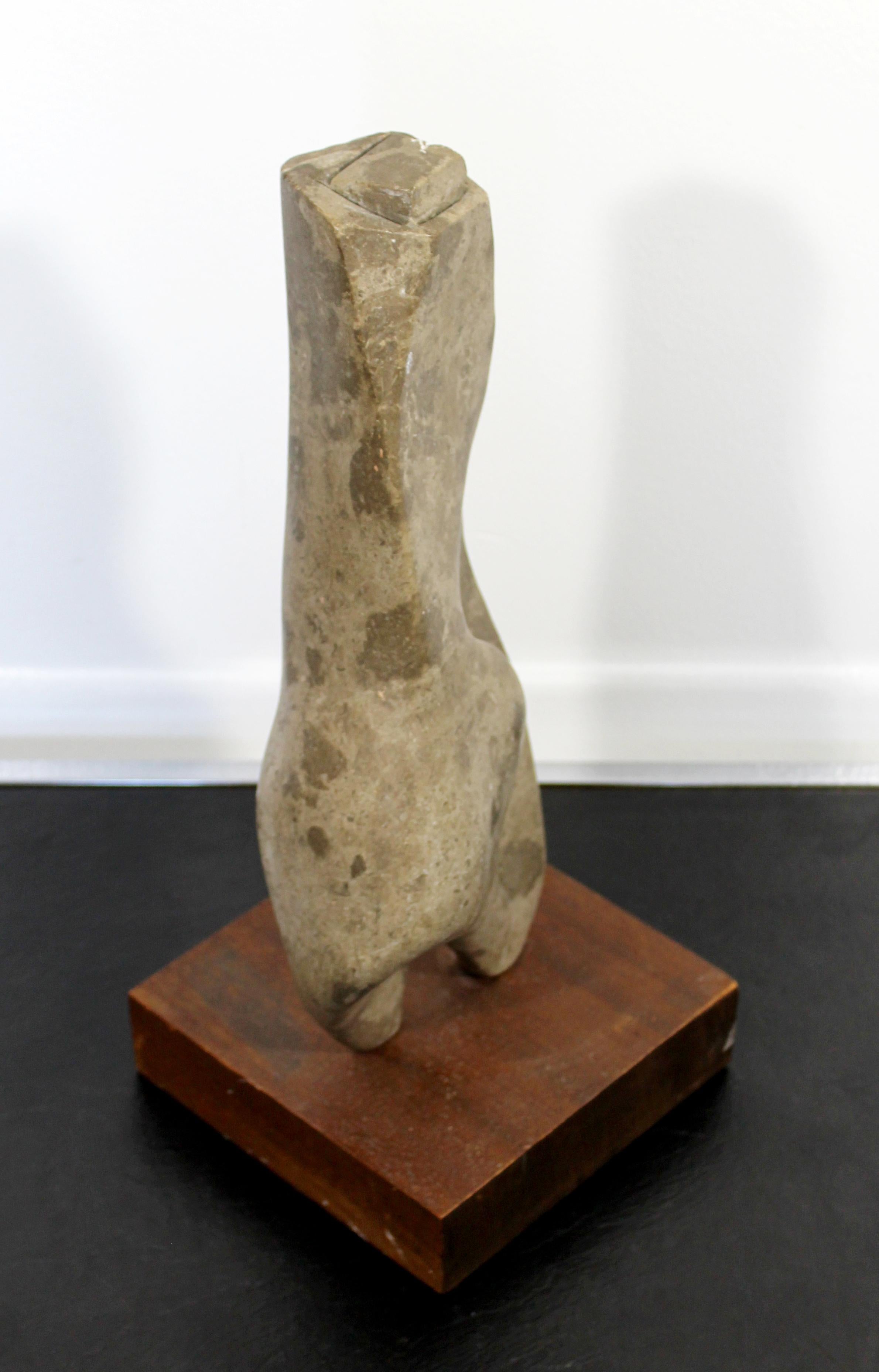Contemporary Modern Stone Table Sculpture on Wood Base Signed Leonard Schwartz 2