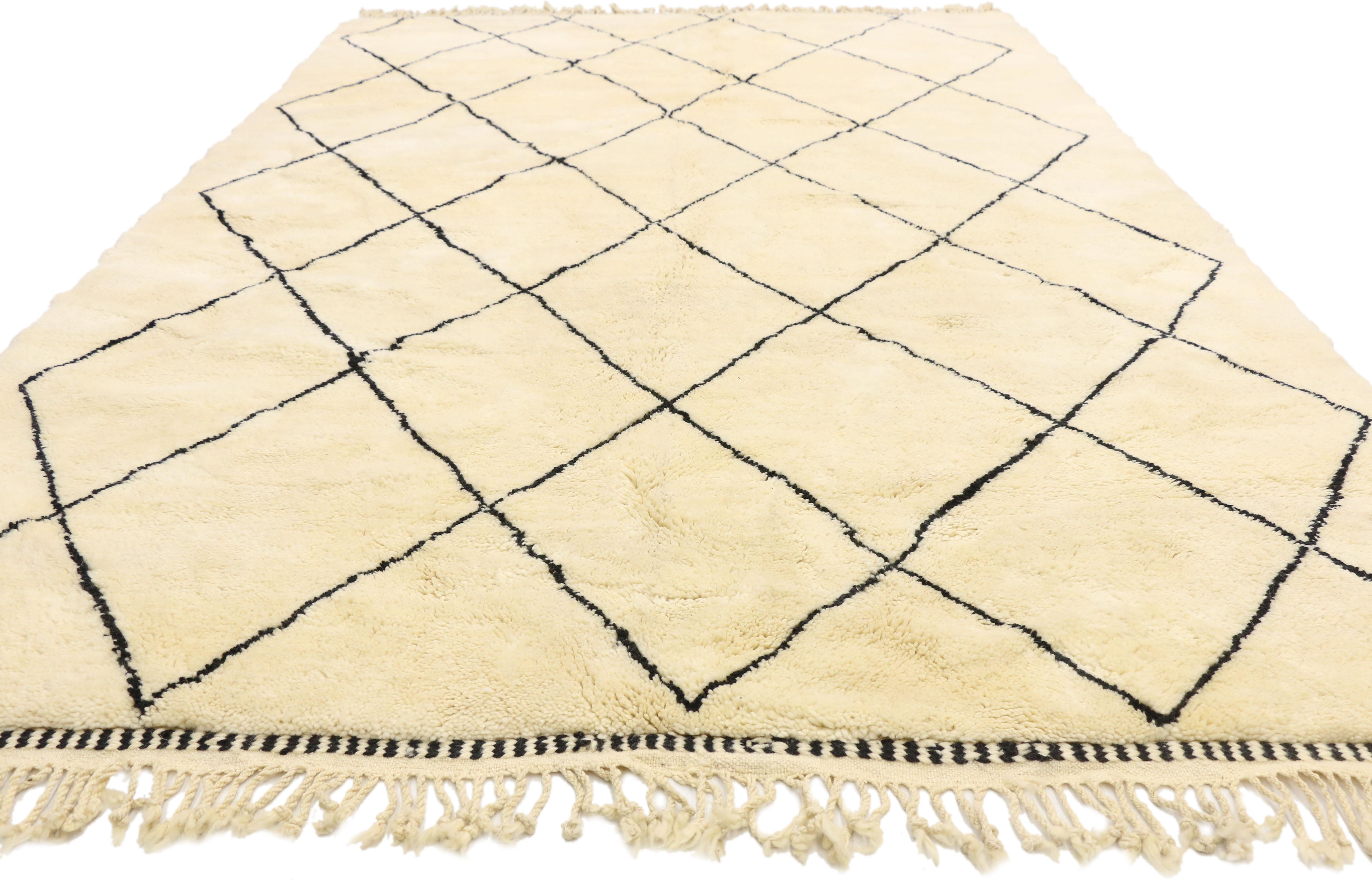 Mid-Century Modern New Contemporary Modern Style Beni Ourain Moroccan Rug with Hygge Vibes For Sale