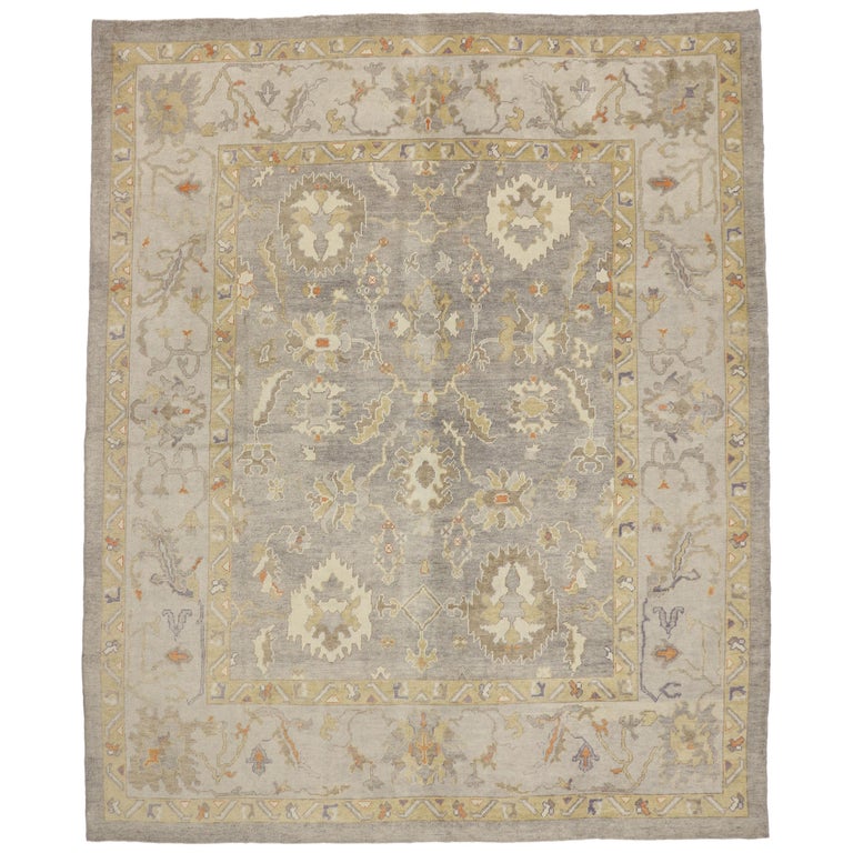 Contemporary Modern Style Turkish Oushak Area Rug with Neutral Warm ...