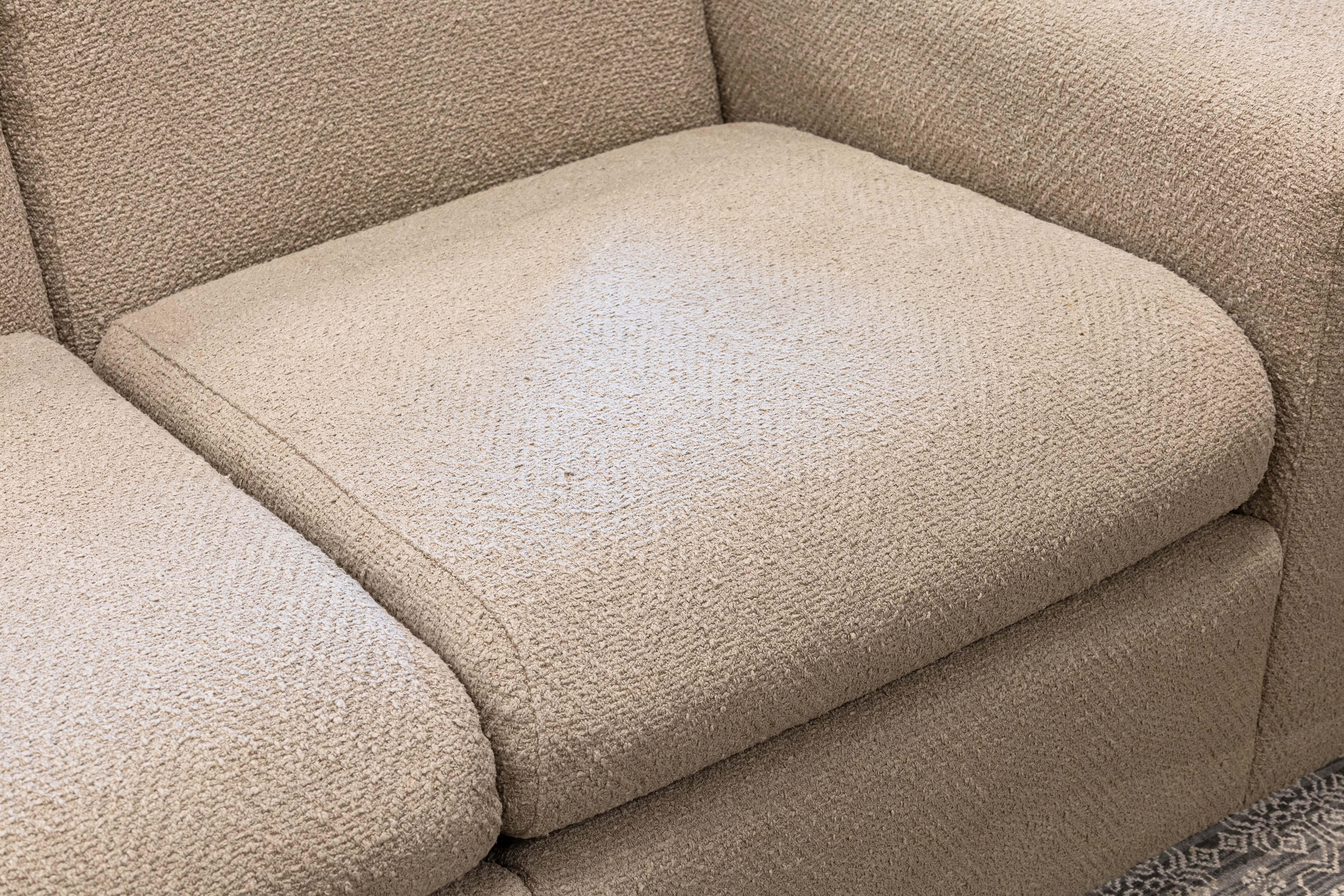 20th Century Contemporary Modern Tan Boucle Fabric Jack Cartwright Style Sofa Couch