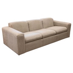 Contemporary Modern Tan Boucle Fabric Jack Cartwright Style Sofa Couch