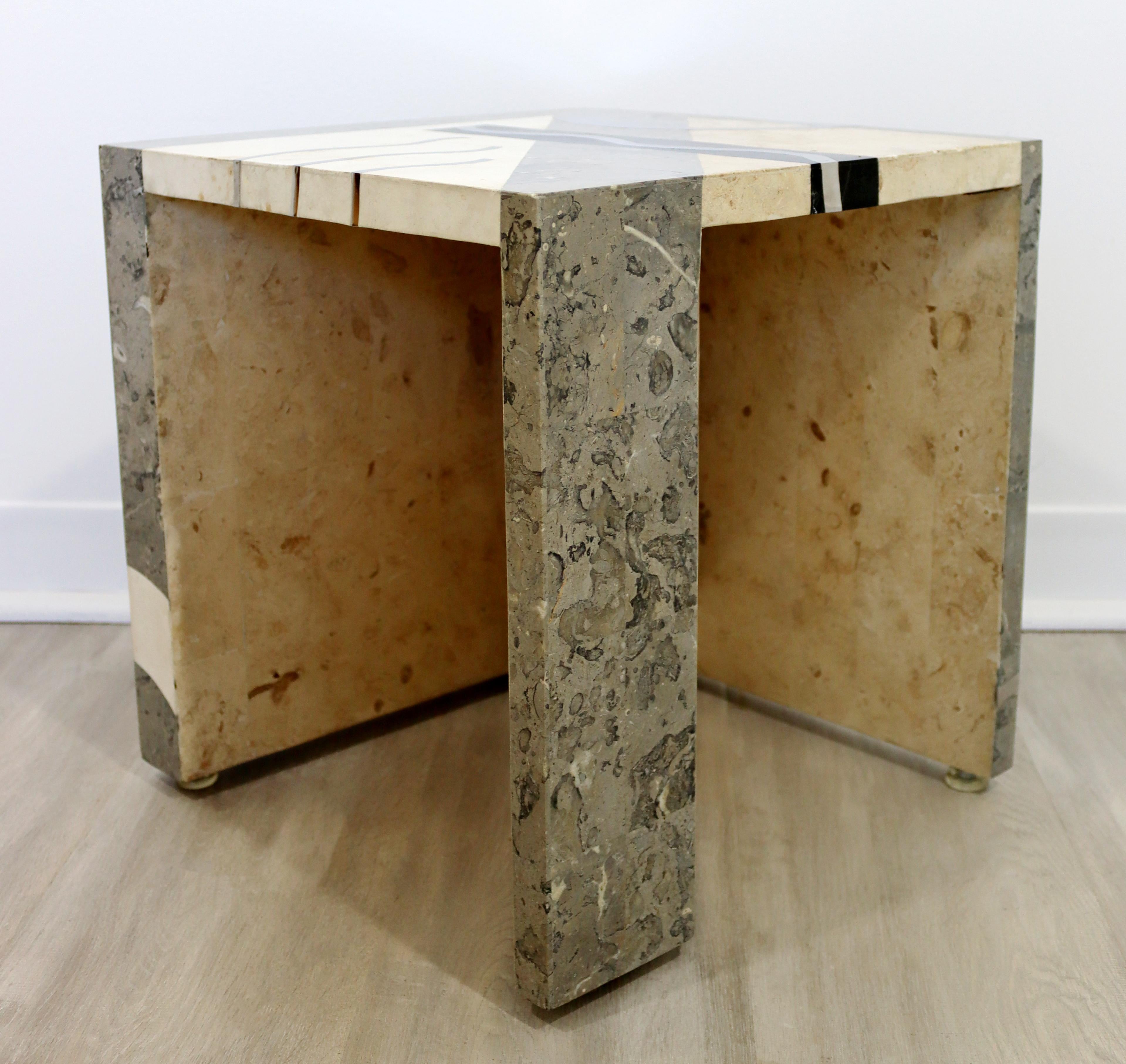 Contemporary Modern Tavola Oggetti Cube Marble & Chrome Side Table 80s Italy 4