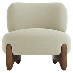 Contemporary Modern Tobo Armchair in Boucle Beige & Oak Wood by Collector Studio
