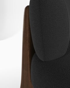 Contemporary Modern Tobo Armchair in Boucle Black & Oak Wood by Collector Studio